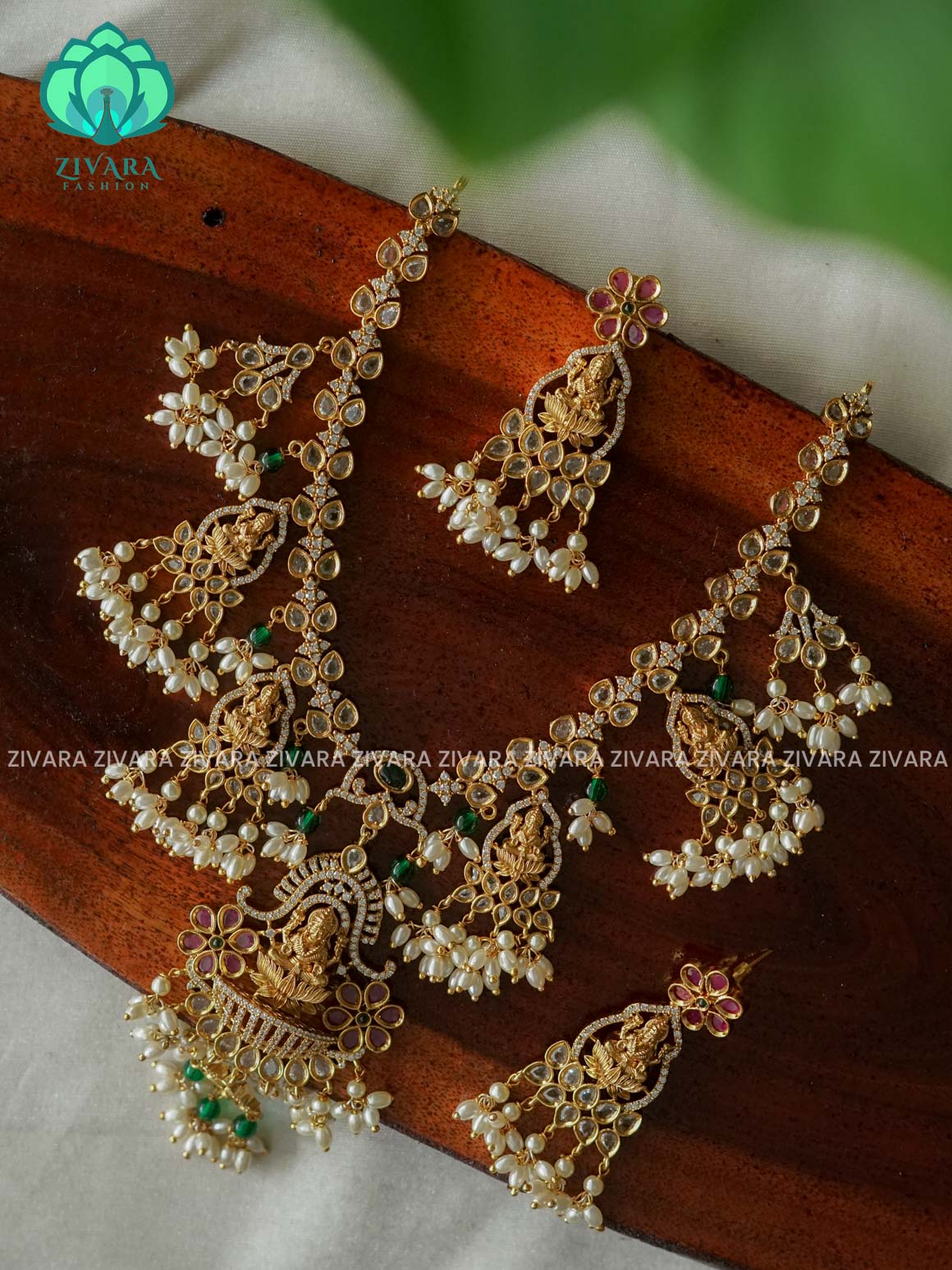 GRAND BRIDAL TEMPLE NECKWEAR   -Traditional south indian premium neckwear with earrings- Zivara Fashion- latest jewellery design.