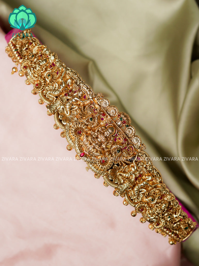 GOLD BALLS - DHRUVA- MATTE TEMPLE STYLE (31 TO 37 INCHES  ) Latest South indian budget friendly hipbelt collection- Zivara Fashion