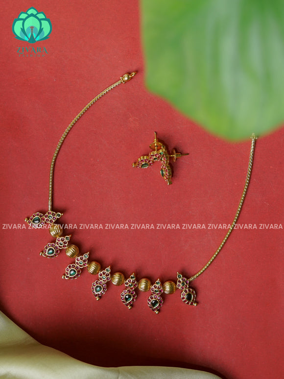 FLEXIBLE CHAIN MANGO  -Traditional south indian premium neckwear with earrings- Zivara Fashion- latest jewellery design.