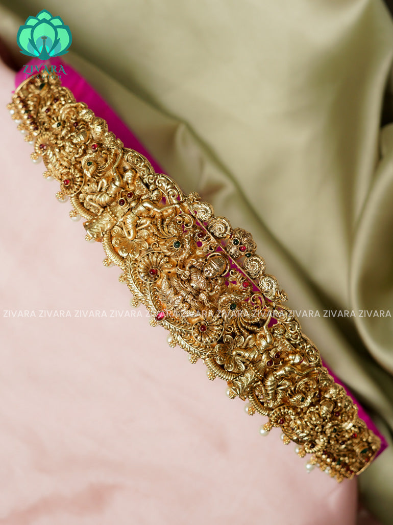 Pearls - DHRUVA- MATTE TEMPLE STYLE (31 TO 37 INCHES  ) Latest South indian budget friendly hipbelt collection- Zivara Fashion