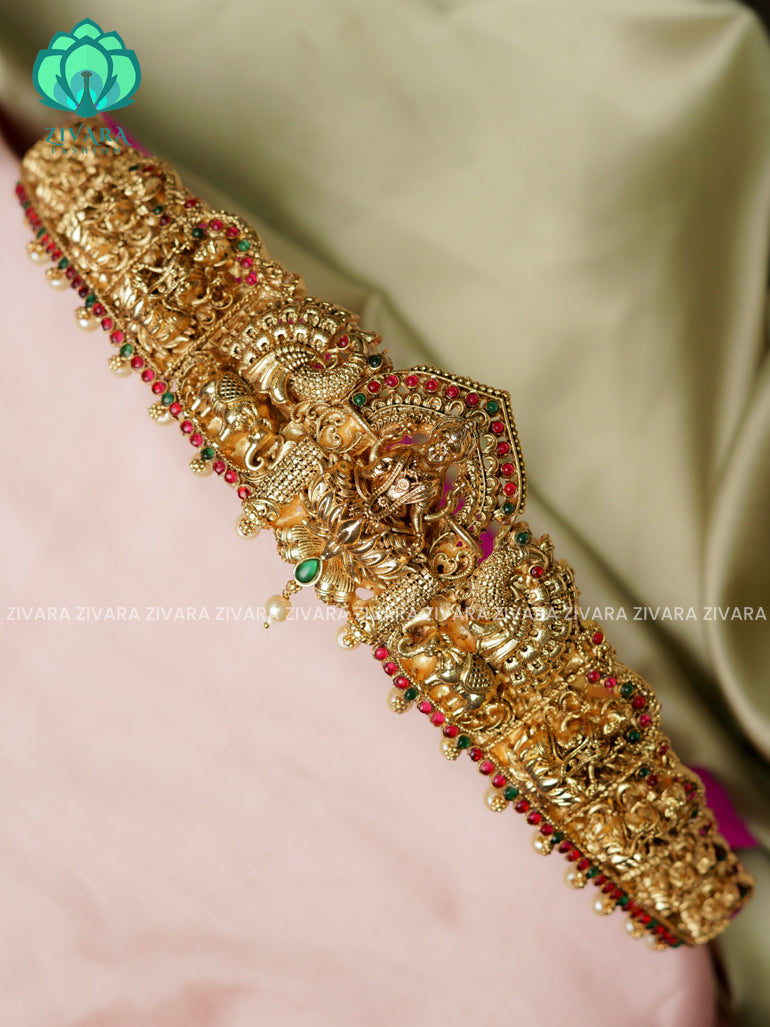 Pearls - DHRUVA- MATTE TEMPLE STYLE (31 TO 37 INCHES  ) Latest South indian budget friendly hipbelt collection- Zivara Fashion