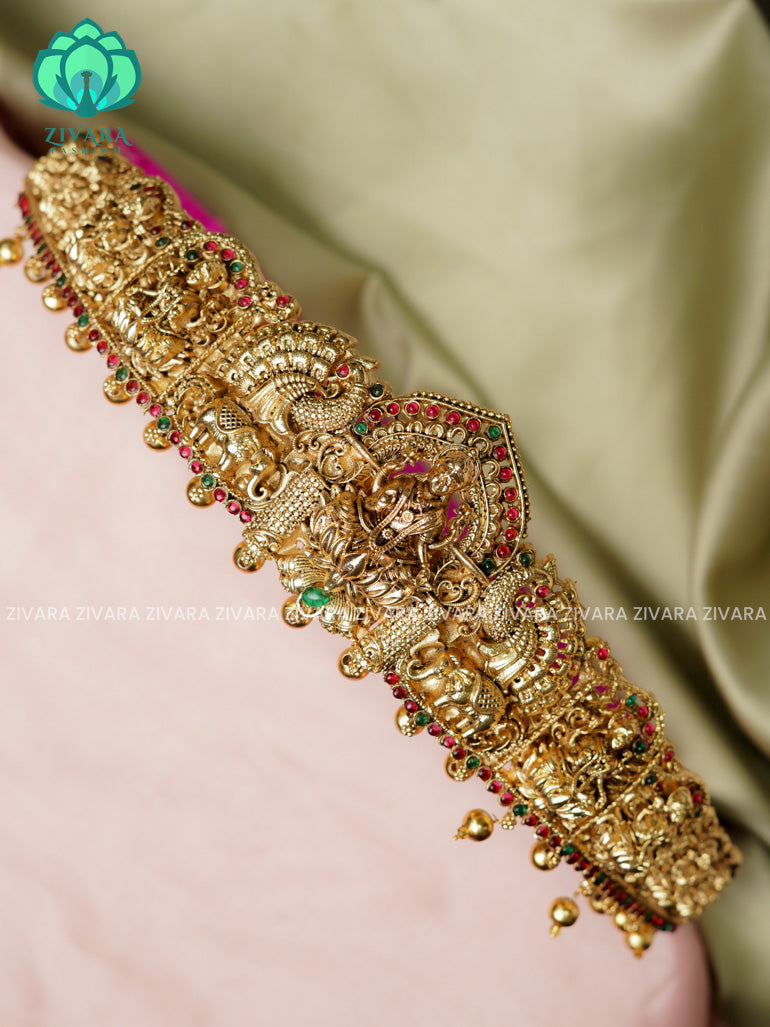 GOLD BALLS - DHRUVA- MATTE TEMPLE STYLE (31 TO 37 INCHES  ) Latest South indian budget friendly hipbelt collection- Zivara Fashion