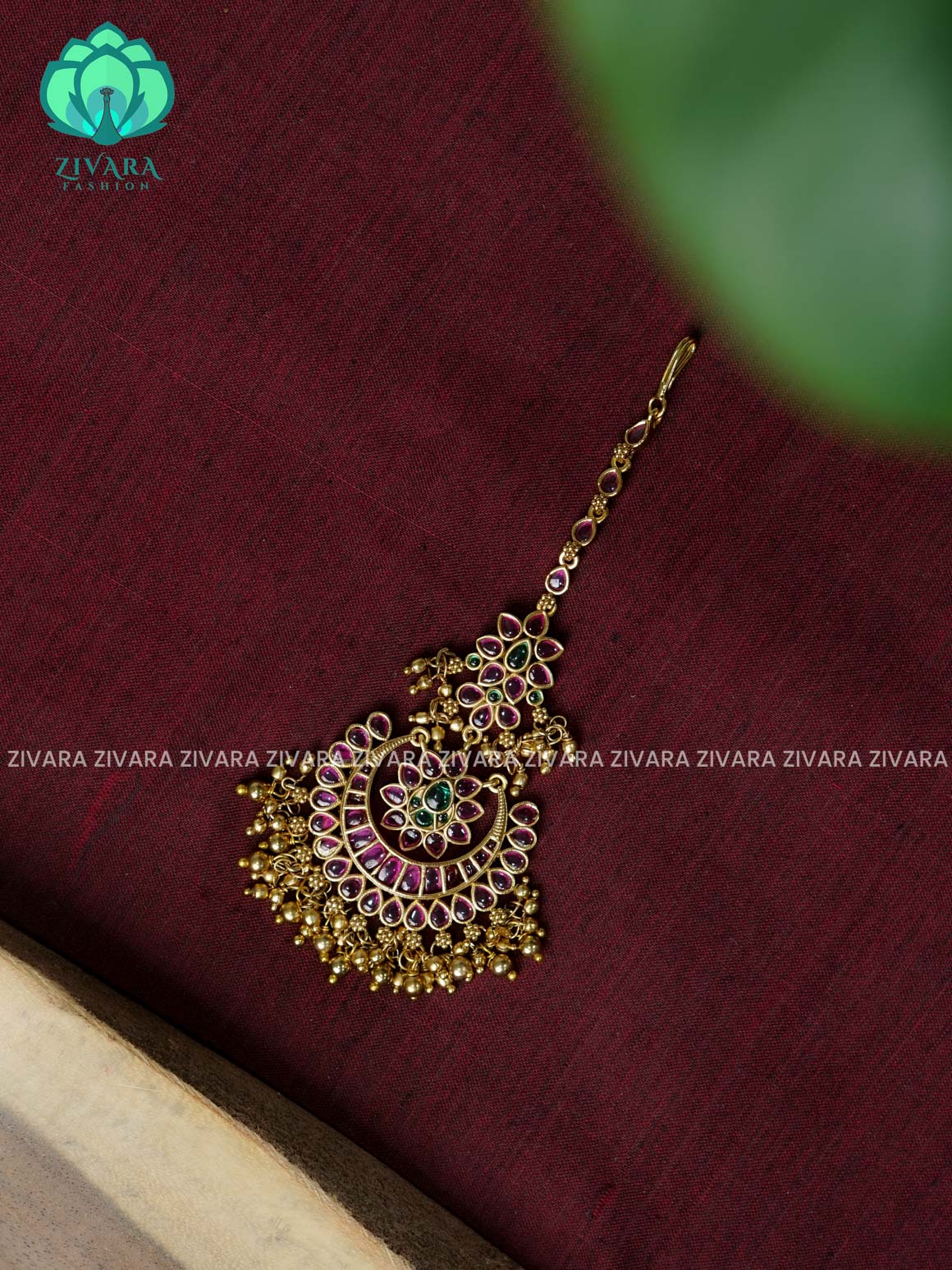 Temple style gold polish  - Bridal maang tikka, chutti- bridal head accessory- latest bridal collection - Zivara fashion