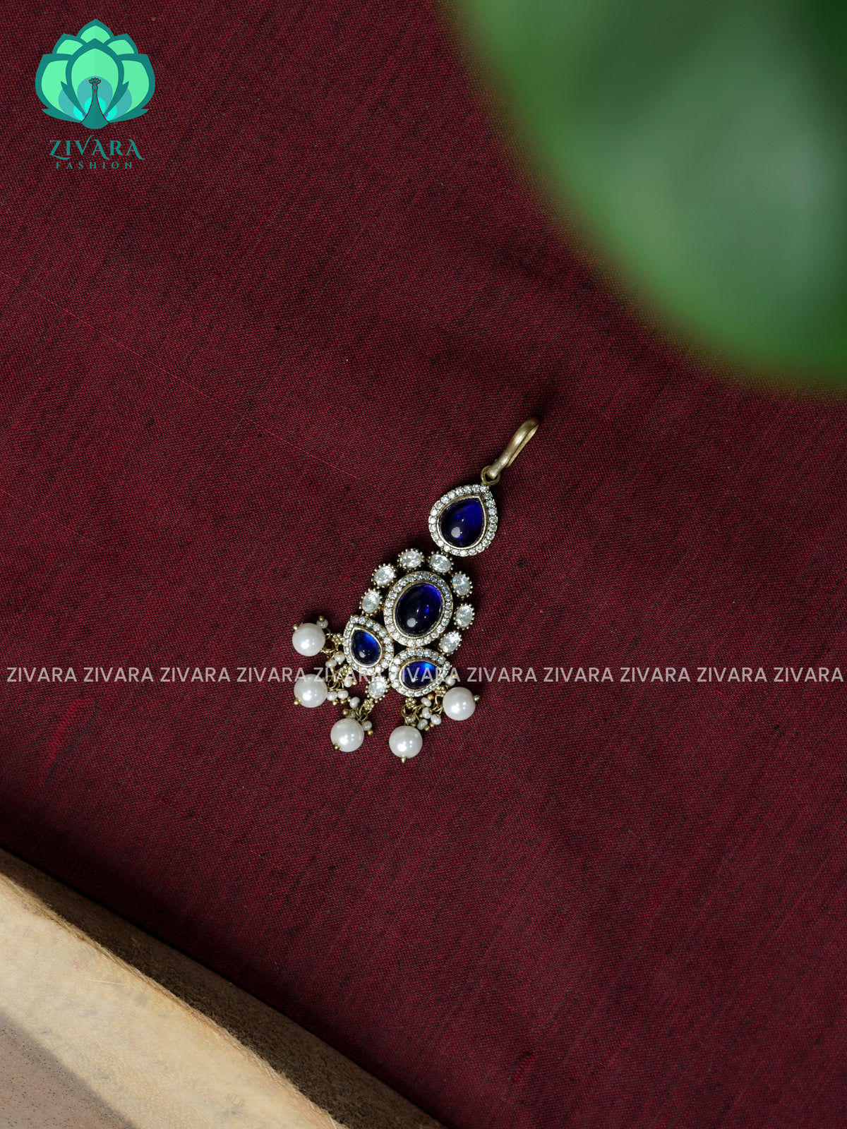 DARK BLUE -Victoria dark polish - Bridal maang tikka, chutti- bridal head accessory- latest bridal collection - Zivara fashion