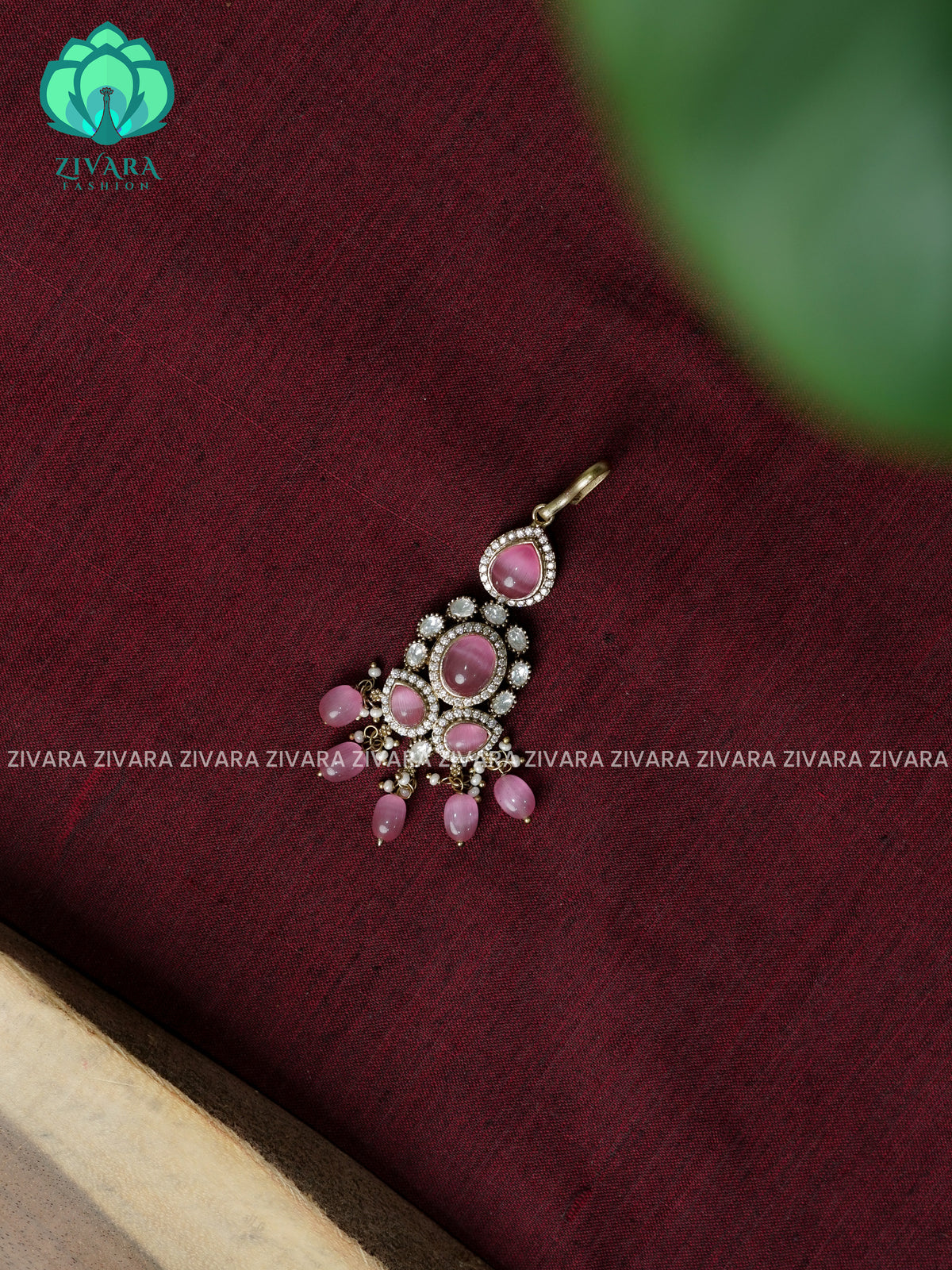 PASTEL PINK -Victoria dark polish - Bridal maang tikka, chutti- bridal head accessory- latest bridal collection - Zivara fashion