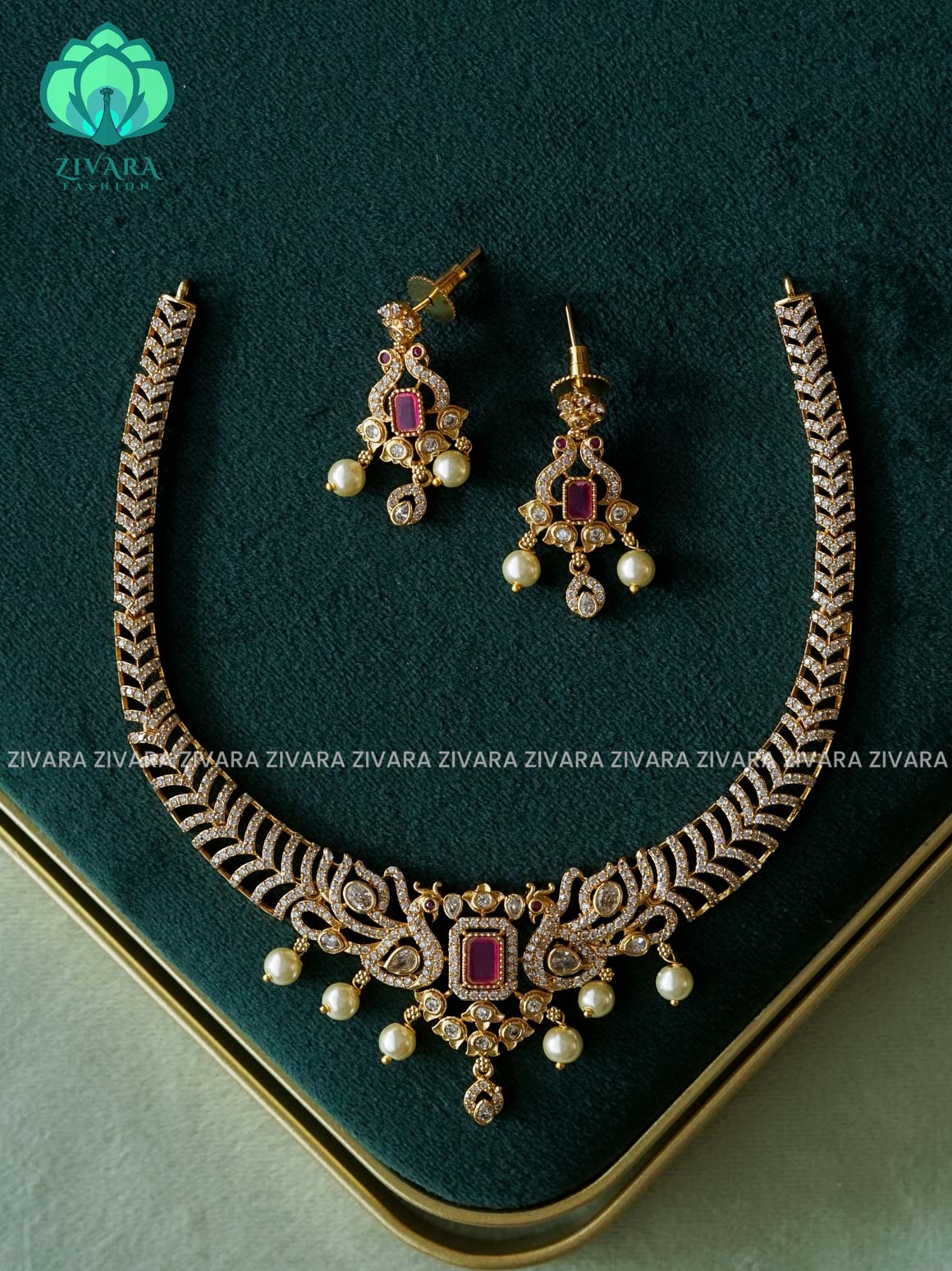 RUBY  -BRIDAL HASLI  GOLD polish trending neckwear collection- bridal collection- Zivara Fashion