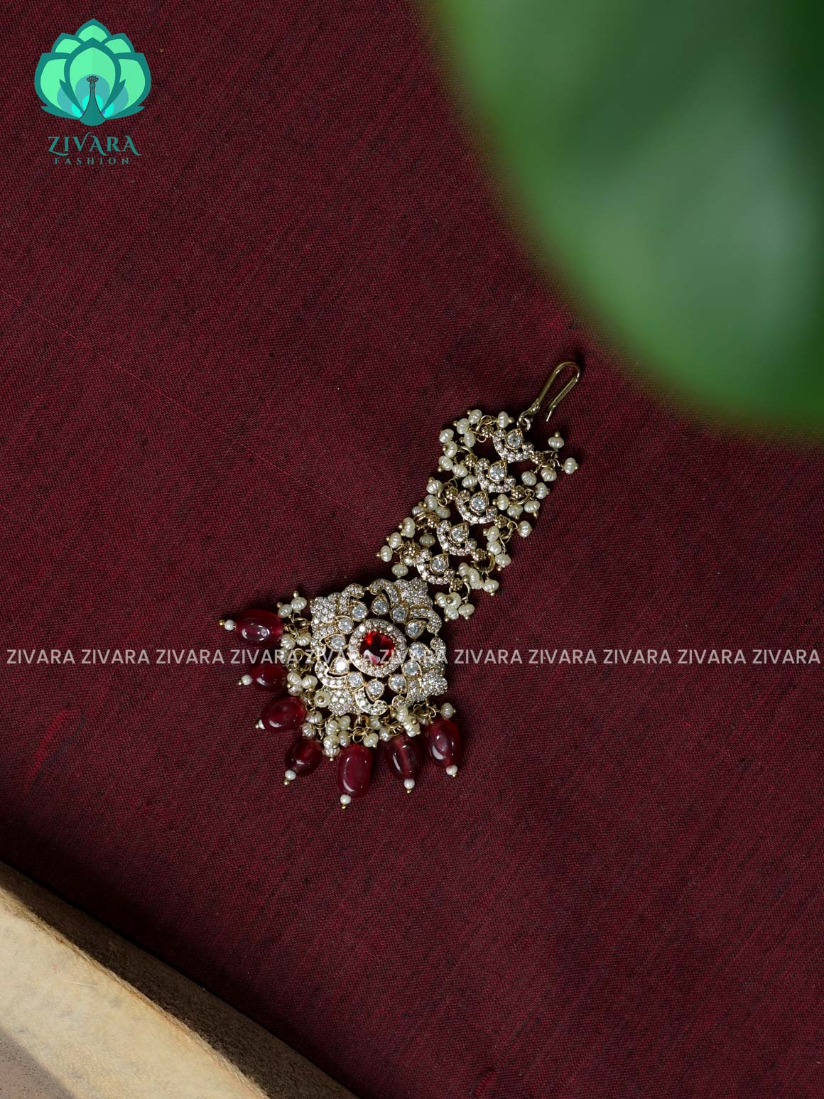 RUBY-Victoria dark polish - Bridal maang tikka, chutti- bridal head accessory- latest bridal collection - Zivara fashion