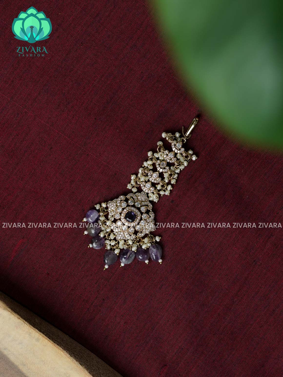 PURPLE- Victoria dark polish - Bridal maang tikka, chutti- bridal head accessory- latest bridal collection - Zivara fashion