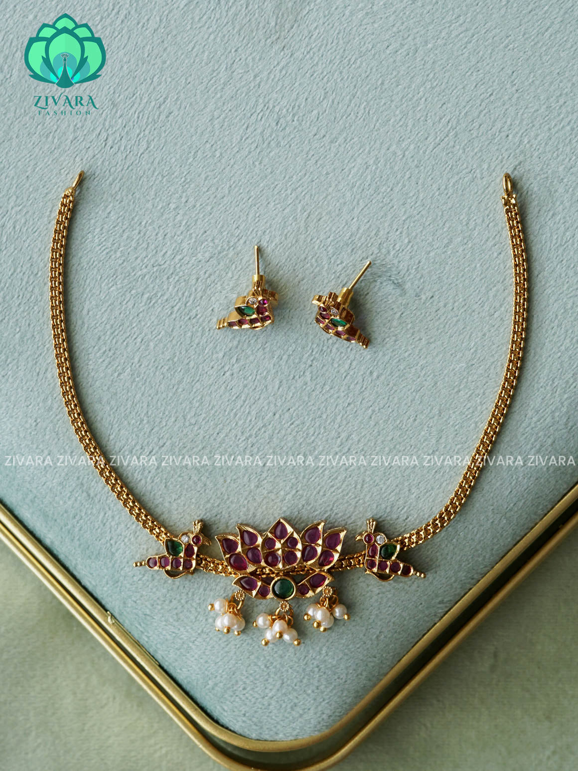 LOTUS REAL KEMP FLEXIBLE CHAIN  - Traditional south indian premium neckwear - Zivara Fashion- latest jewellery design.
