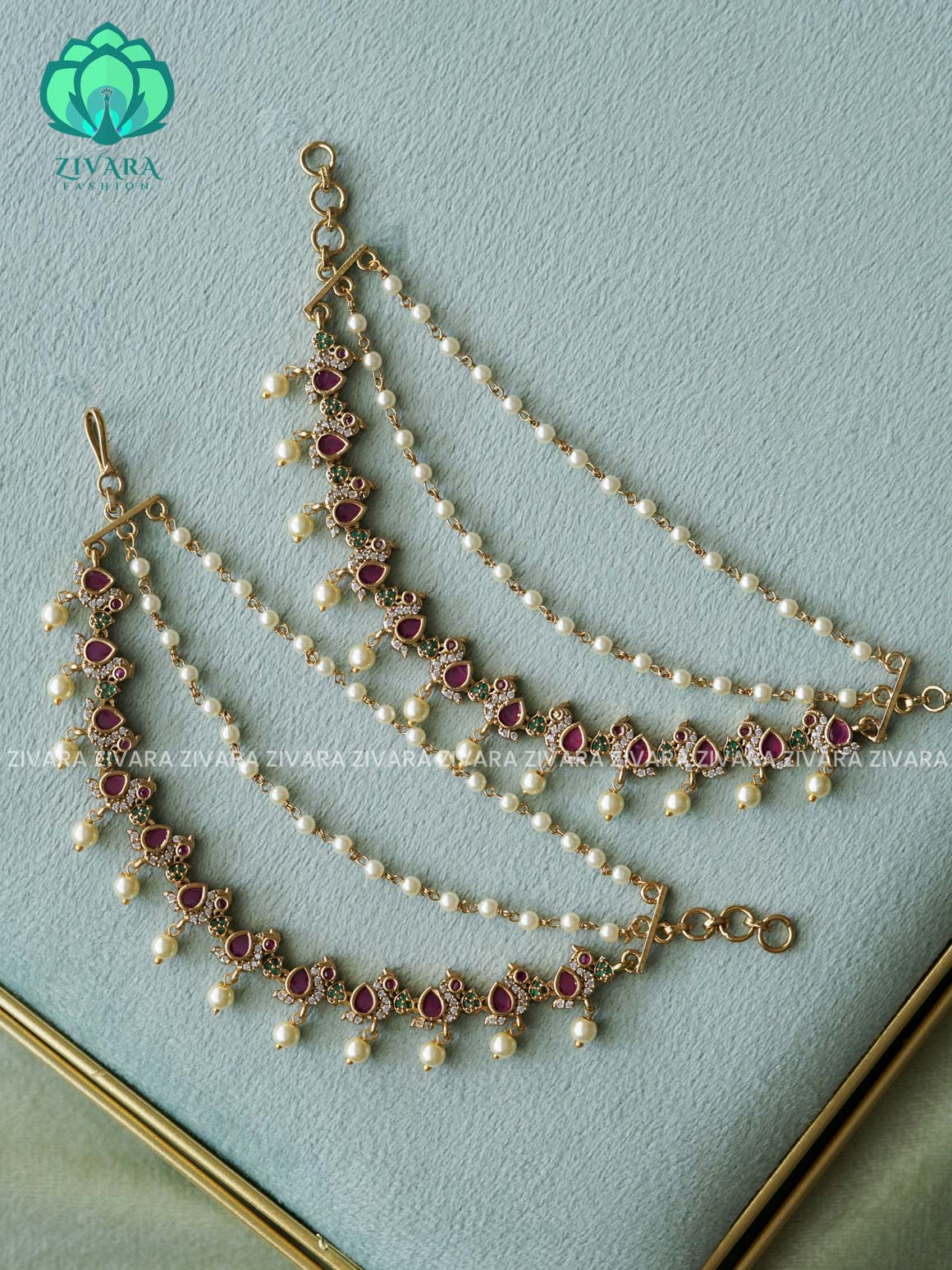 3 layer earchains/maatals- bridal accessory- zivara fashion-latest jewellery collection