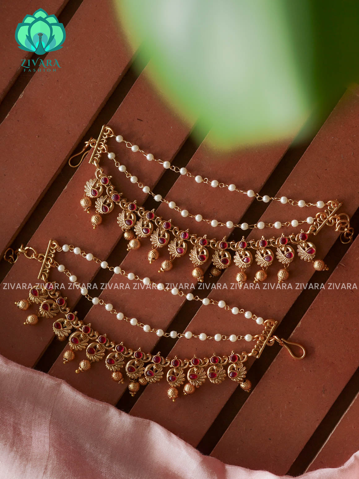 3 layer MATTE FINISH  earchains/maatals- bridal accessory- zivara fashion-latest jewellery collection