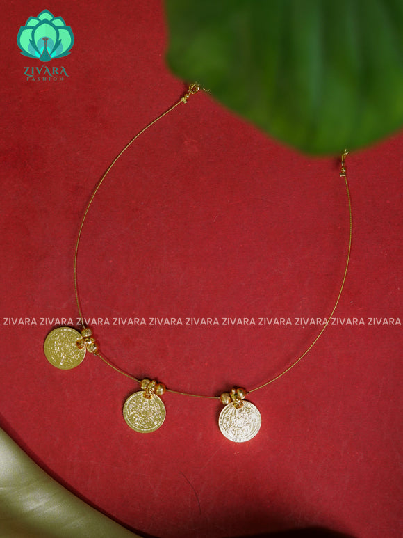 TAMARA- PREMIUM COIN INVISIBLE MINIMAL ELEGANT HANDMADE NECKLACE WITH BRILLIANT FINISH MOTIFS- ZIVARA FASHION