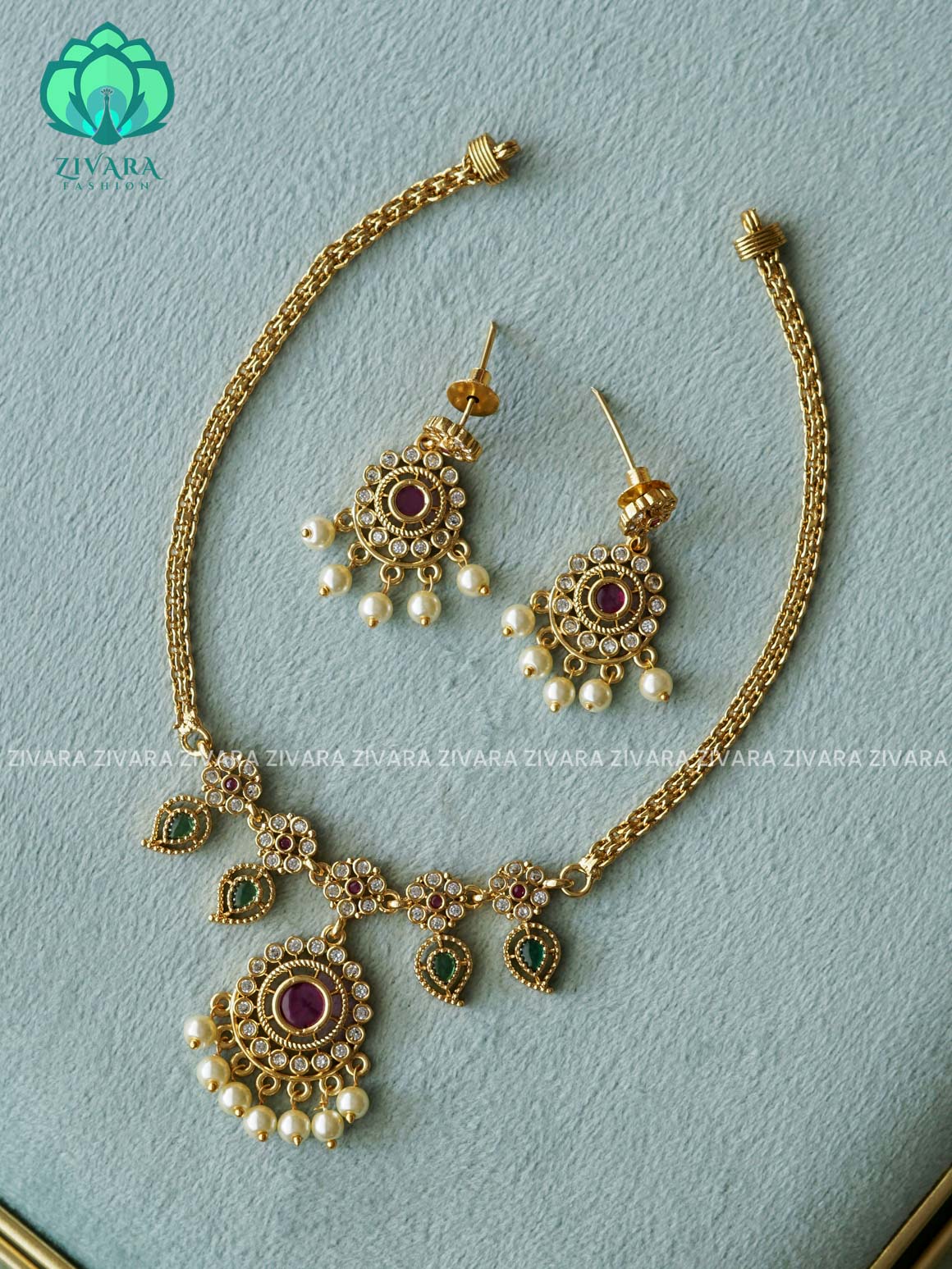MOTIF FREE KIDS  EXCLUSIVE (3 INCH PLUS EXTENSION) CHOKER  WITH EARRINGS- LATEST JEWELLERY COLLECTION