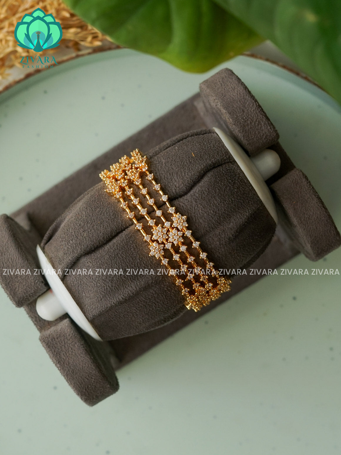4 piece White stone STAR bangles - gold lookalike - latest bangles design