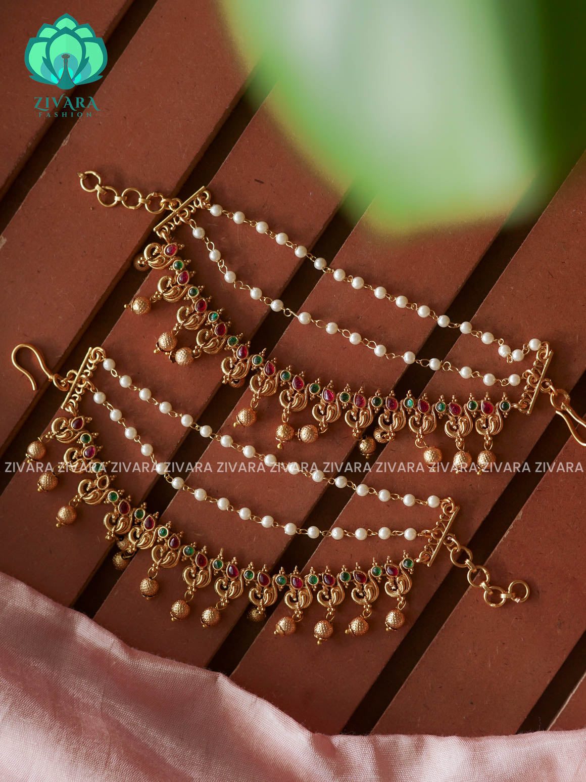 3 layer MATTE FINISH  earchains/maatals- bridal accessory- zivara fashion-latest jewellery collection