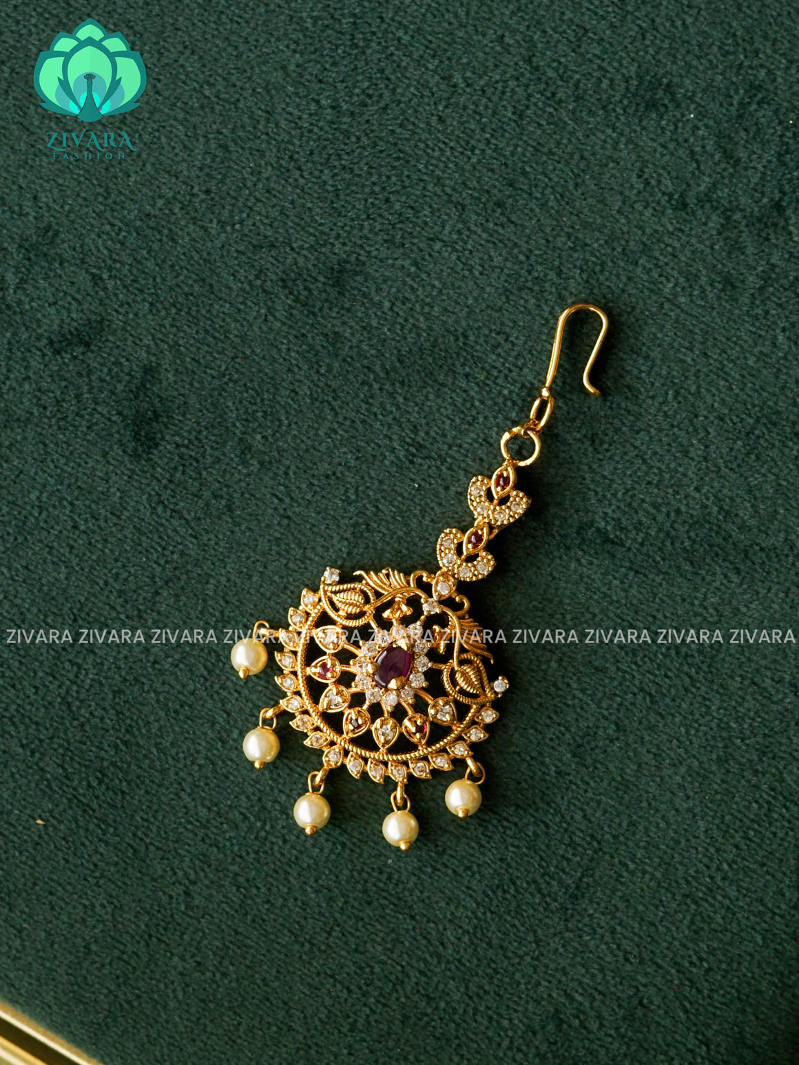 RUBY PEACOCK MOTIF chutti  bridal head accessory- latest bridal collection - Zivara fashion