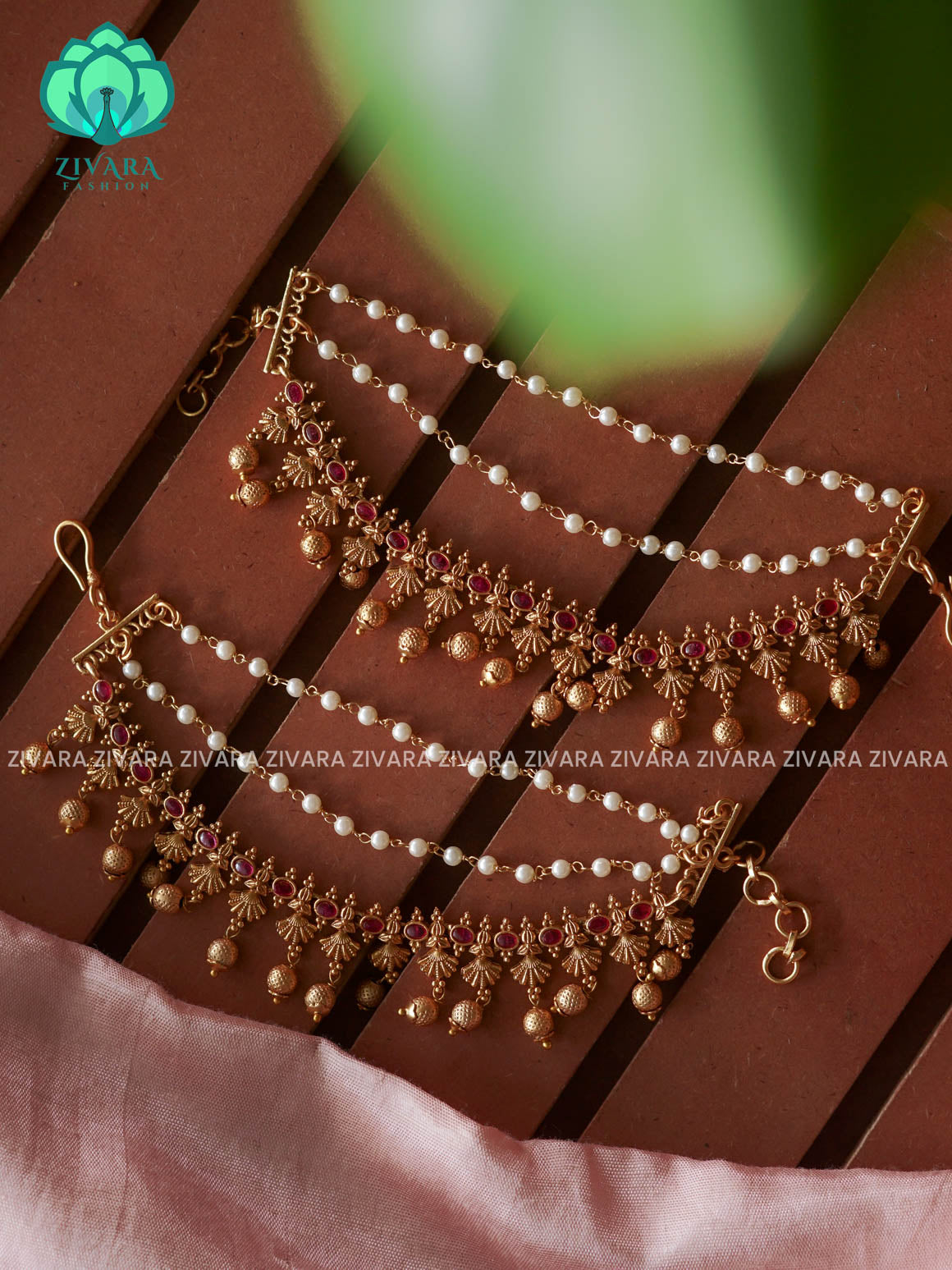 3 layer MATTE FINISH  earchains/maatals- bridal accessory- zivara fashion-latest jewellery collection
