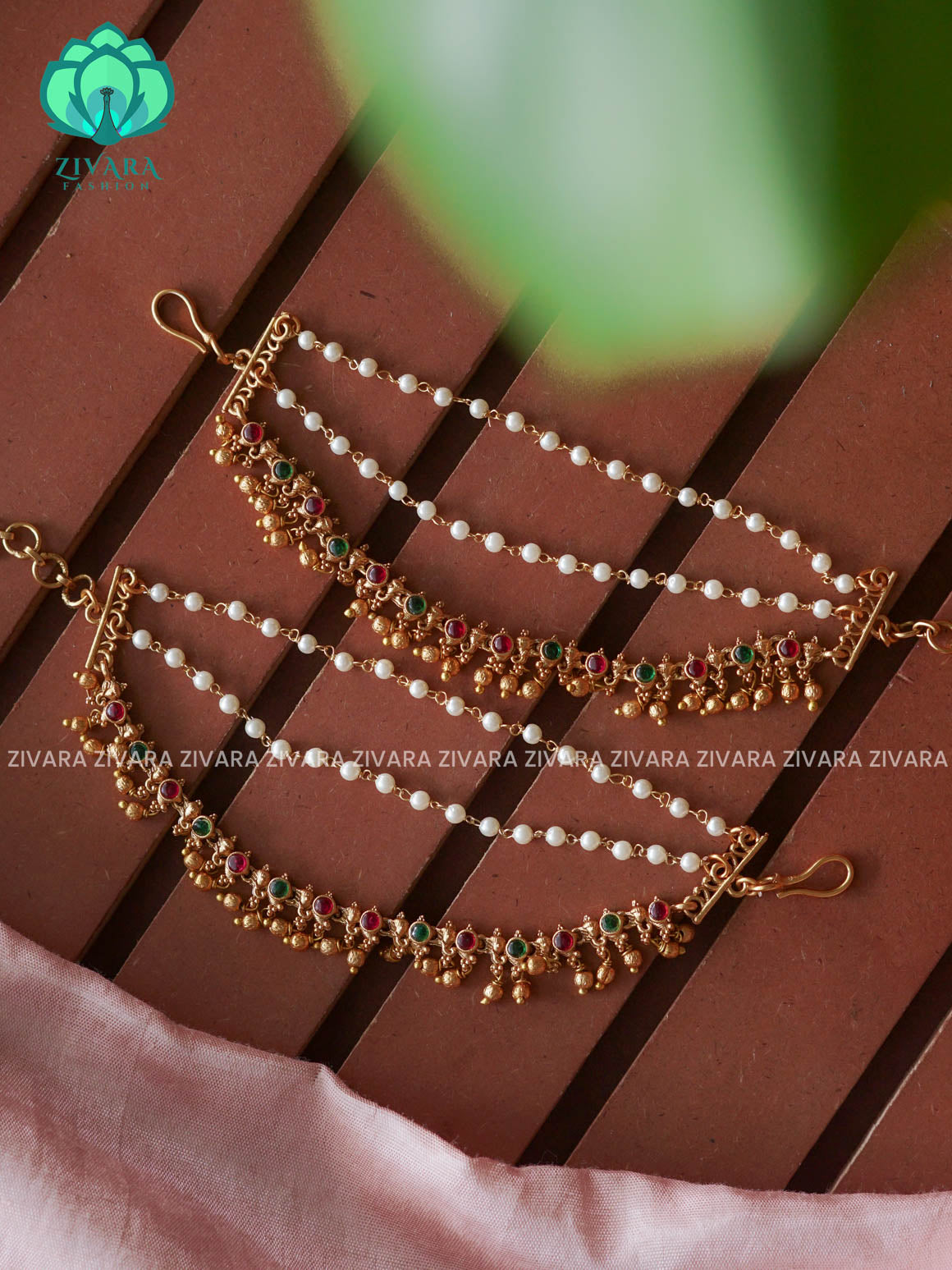 3 layer MATTE FINISH  earchains/maatals- bridal accessory- zivara fashion-latest jewellery collection