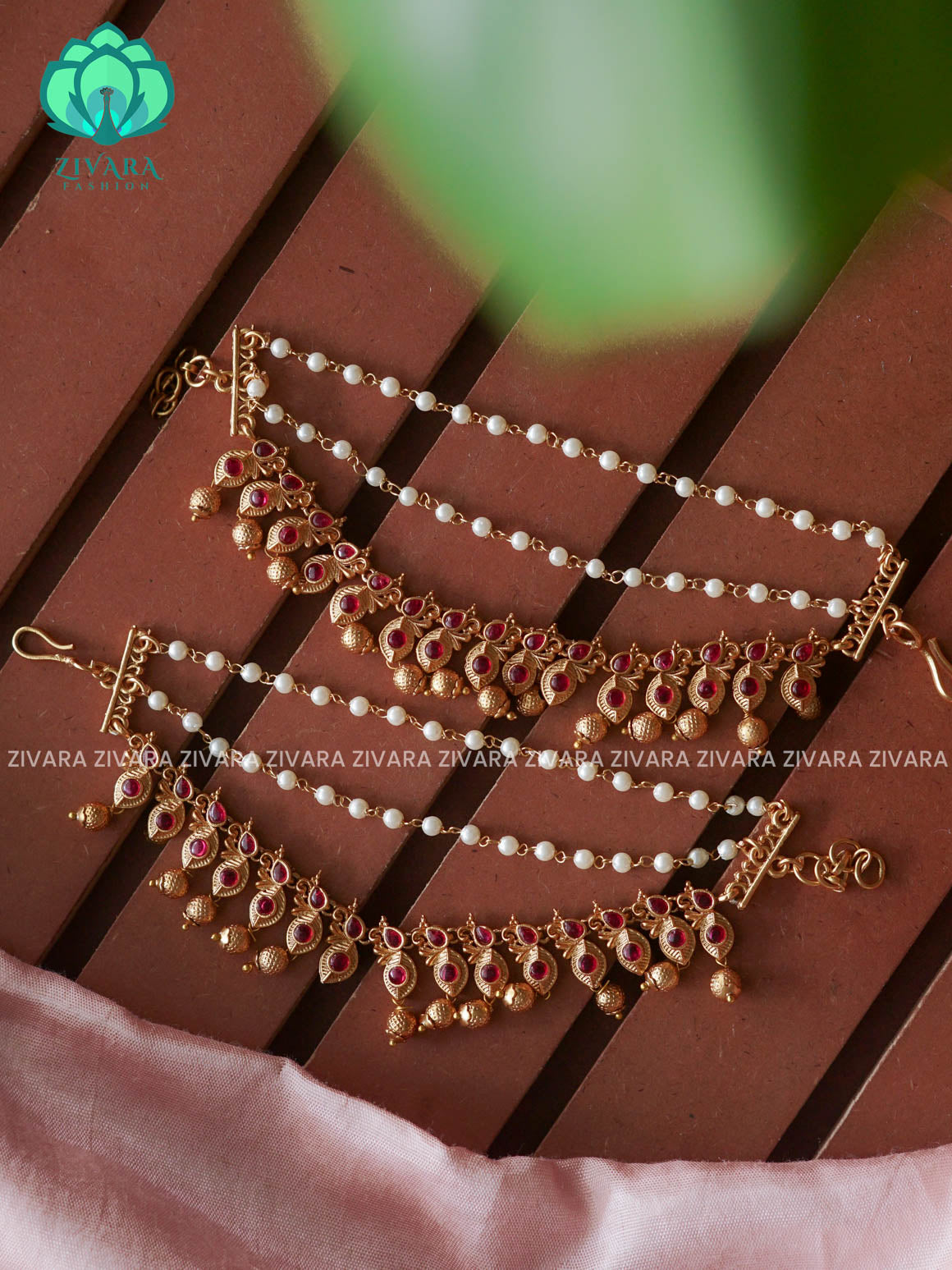 3 layer MATTE FINISH  earchains/maatals- bridal accessory- zivara fashion-latest jewellery collection