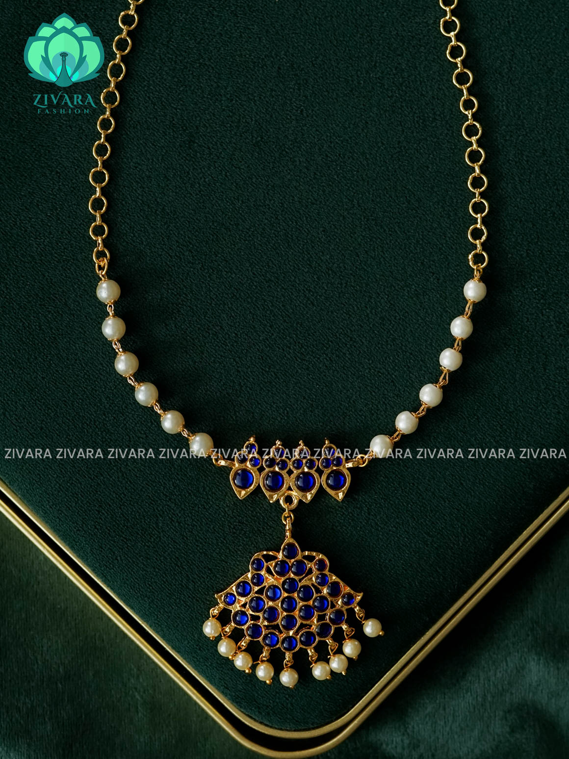 BLUE - Amudha - Simple pendant chains/neckwears - zivara fashion