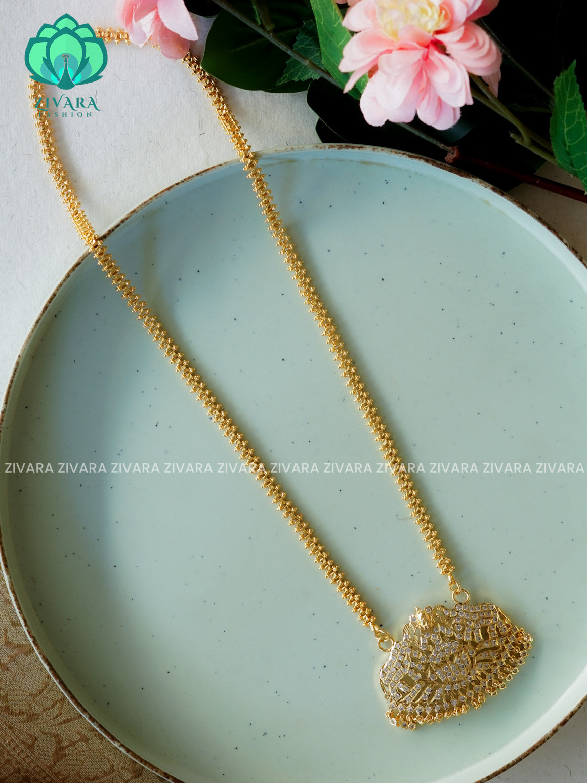 24" MICROGOLD POLISH IMPON DOLLAR  with premium gold polish CHAIN -Traditional south indian premium neckwear without earrings- Zivara Fashion- latest jewellery design