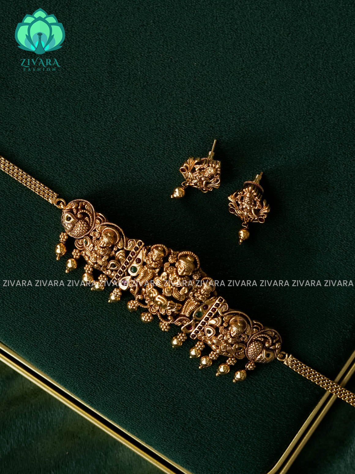 VINTAGE TEMPLE choker- CZ matte finish- Zivara Fashion