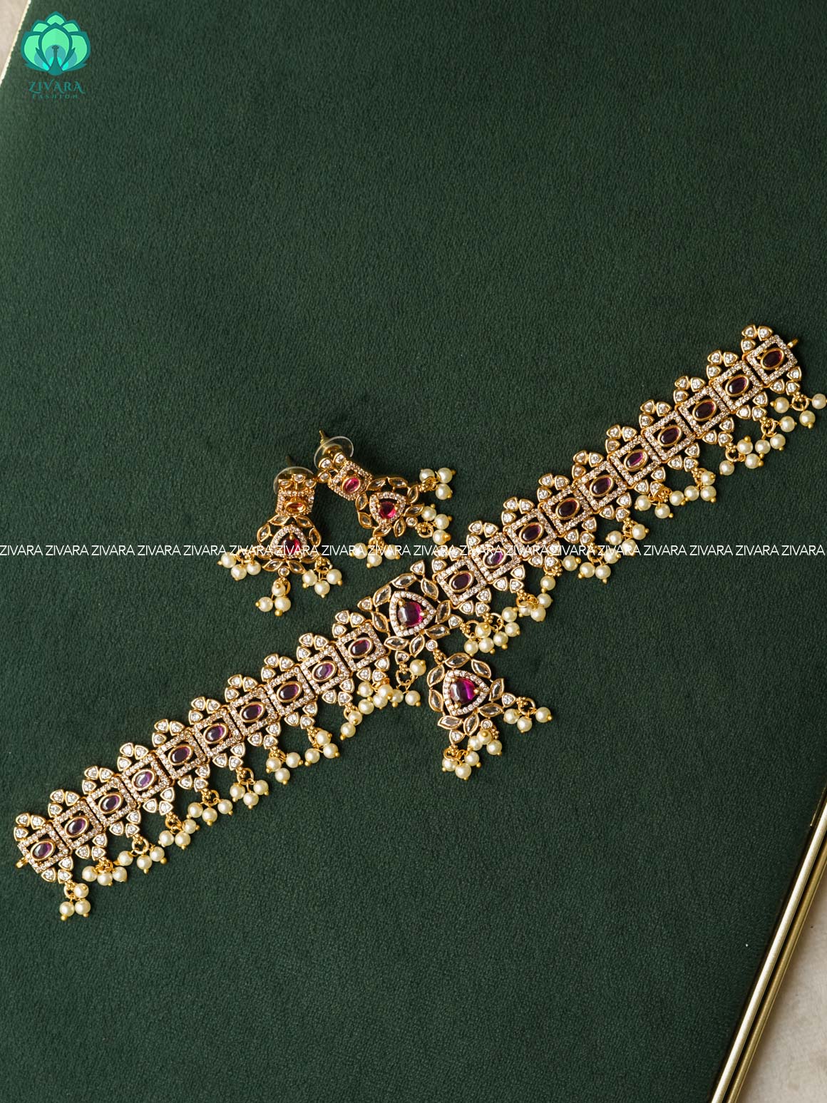BRIDAL CHOKER HANGING BEADS -TRADITIONAL CHOKER COLLECTION WITH EARRINGS- LATEST JEWELLERY COLLECTION