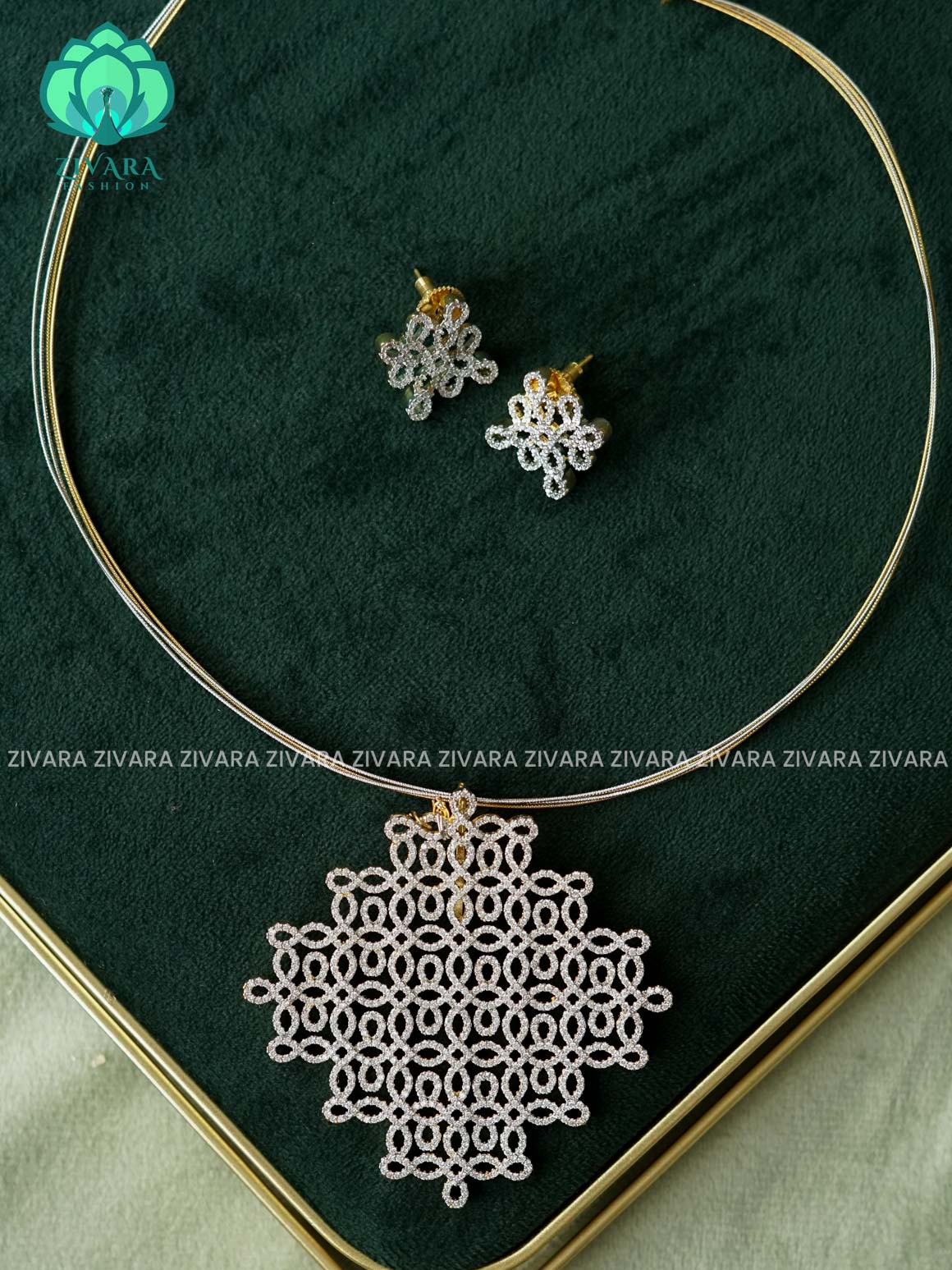 KOLAM PREMIUM HASLI  - Traditional PREMIUM MATTE polish neckwear With earrings- Zivara Fashion