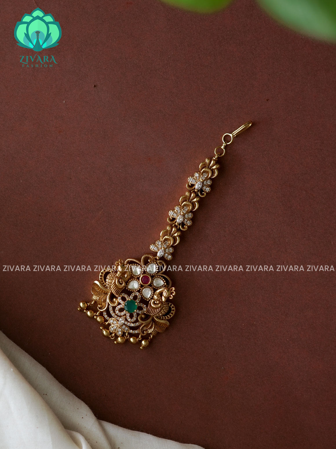 Temple style gold polish  - Bridal maang tikka, chutti- bridal head accessory- latest bridal collection - Zivara fashion