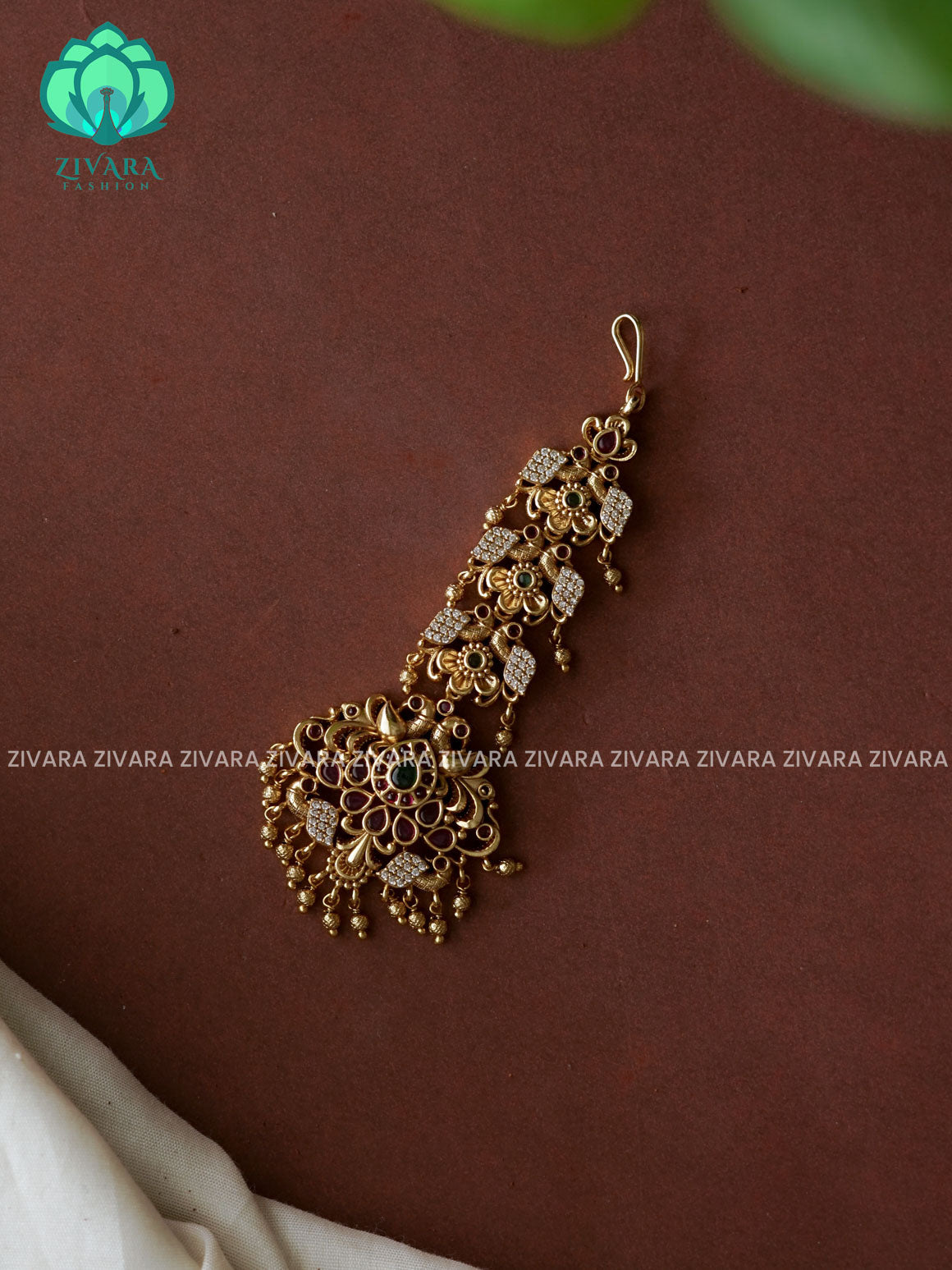 Temple style gold polish - Bridal maang tikka, chutti- bridal head accessory- latest bridal collection - Zivara fashion