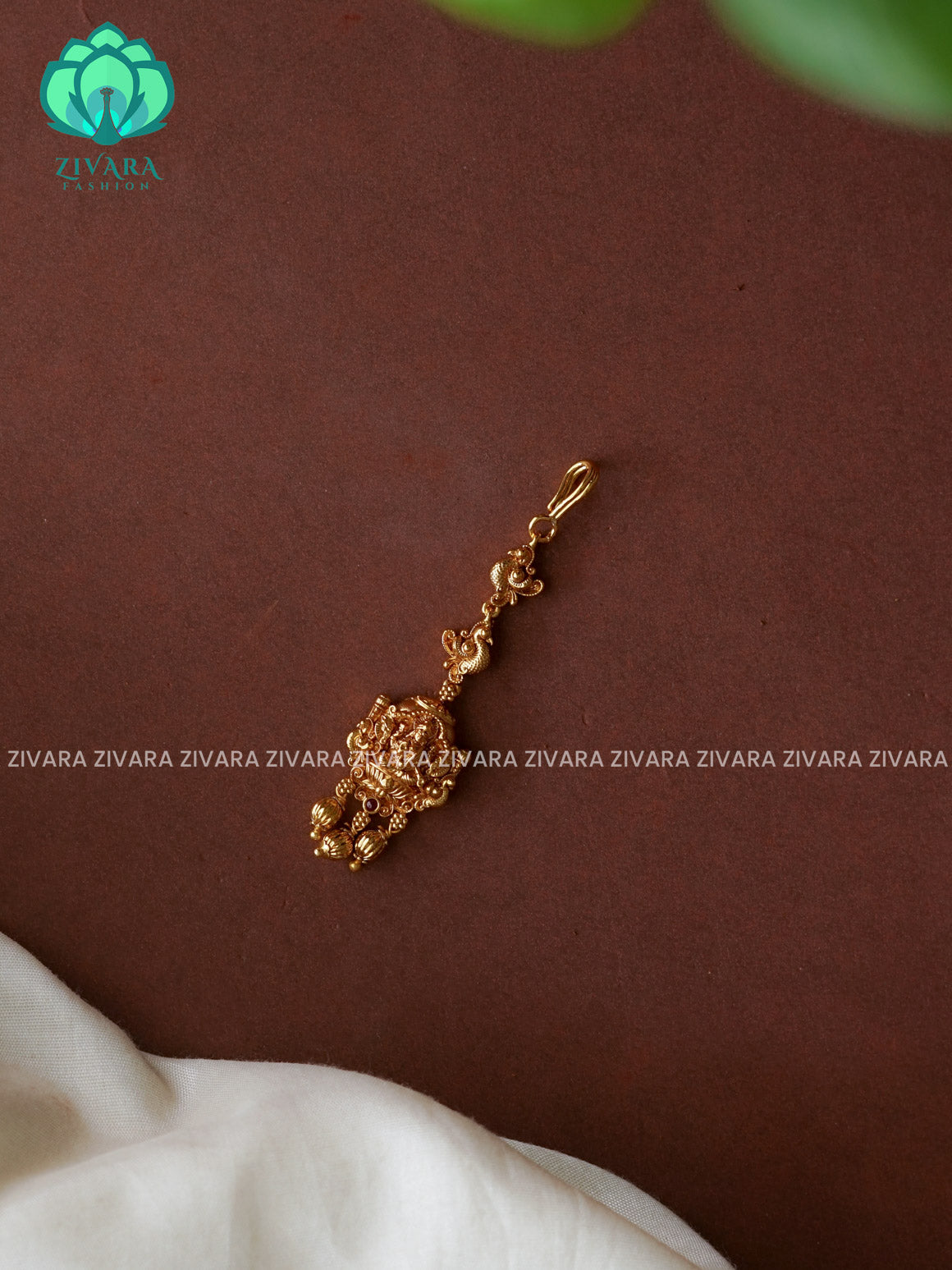 Temple style gold polish  - Bridal maang tikka, chutti- bridal head accessory- latest bridal collection - Zivara fashion