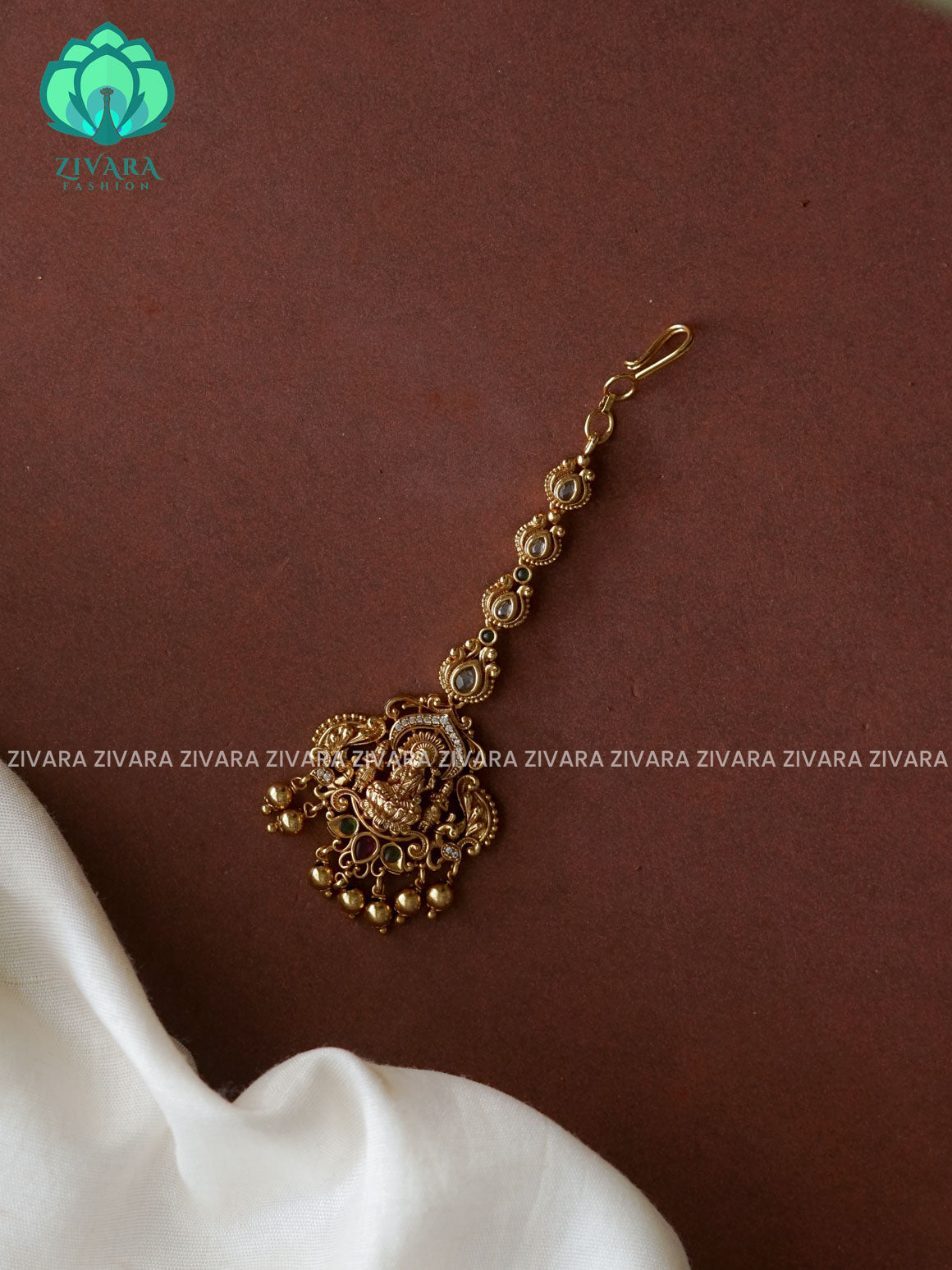 Temple style gold polish  - Bridal maang tikka, chutti- bridal head accessory- latest bridal collection - Zivara fashion