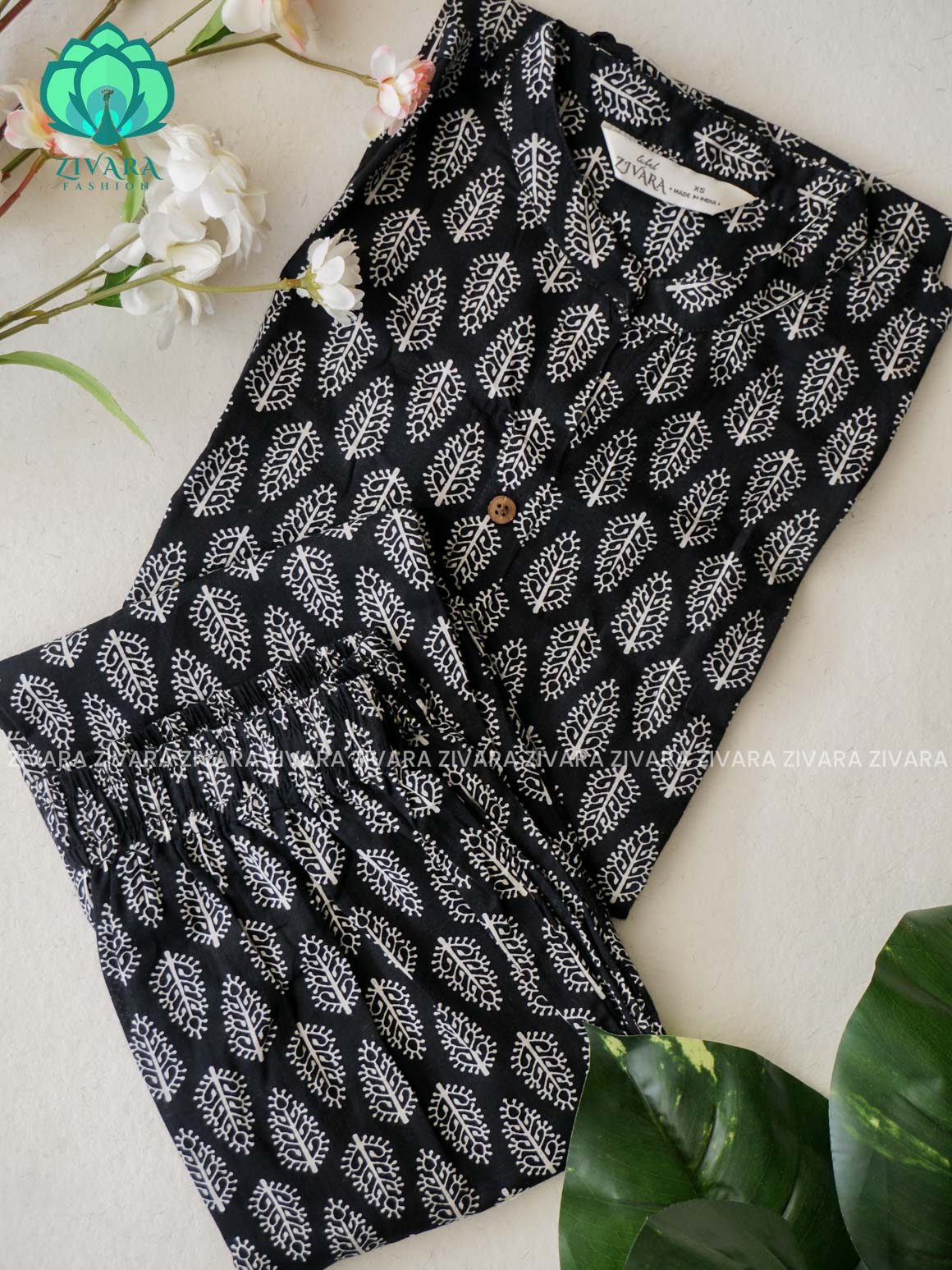 Mahi-BLACK - Colourful cotton everyday wear and office wear coord sets for women- Label Zivara