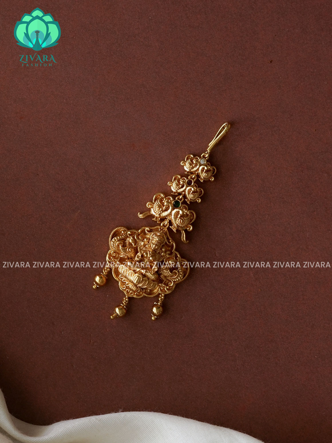 Temple style gold polish  - Bridal maang tikka, chutti- bridal head accessory- latest bridal collection - Zivara fashion