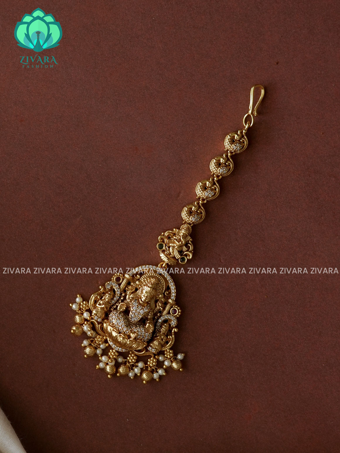 Temple style gold polish  - Bridal maang tikka, chutti- bridal head accessory- latest bridal collection - Zivara fashion