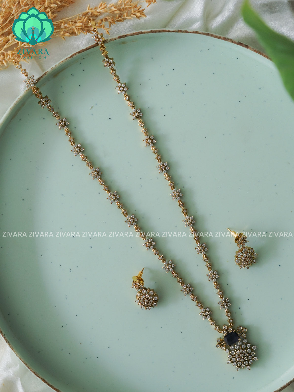 PURPLE   STAR ELEGANT  - Traditional PREMIUM MATTE polish MIDCHEST haaram/neckwear with earrings- Zivara Fashion