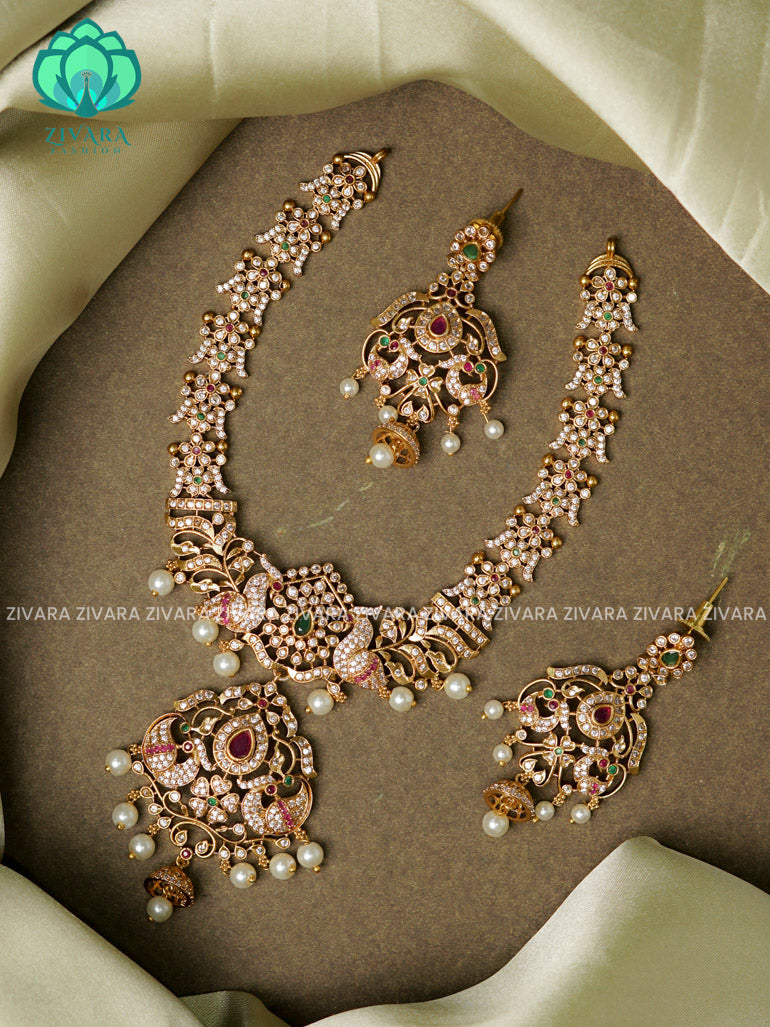 Bridal stone  -Traditional south indian premium neckwear with earrings- Zivara Fashion- latest jewellery design. (Copy)
