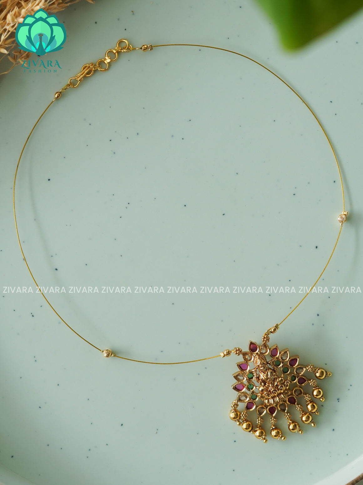TEMPLE  pendant INVISIBLE TAMARA MINIMAL ELEGANT HANDMADE NECKLACE WITH BRILLIANT FINISH MOTIFS- ZIVARA FASHION