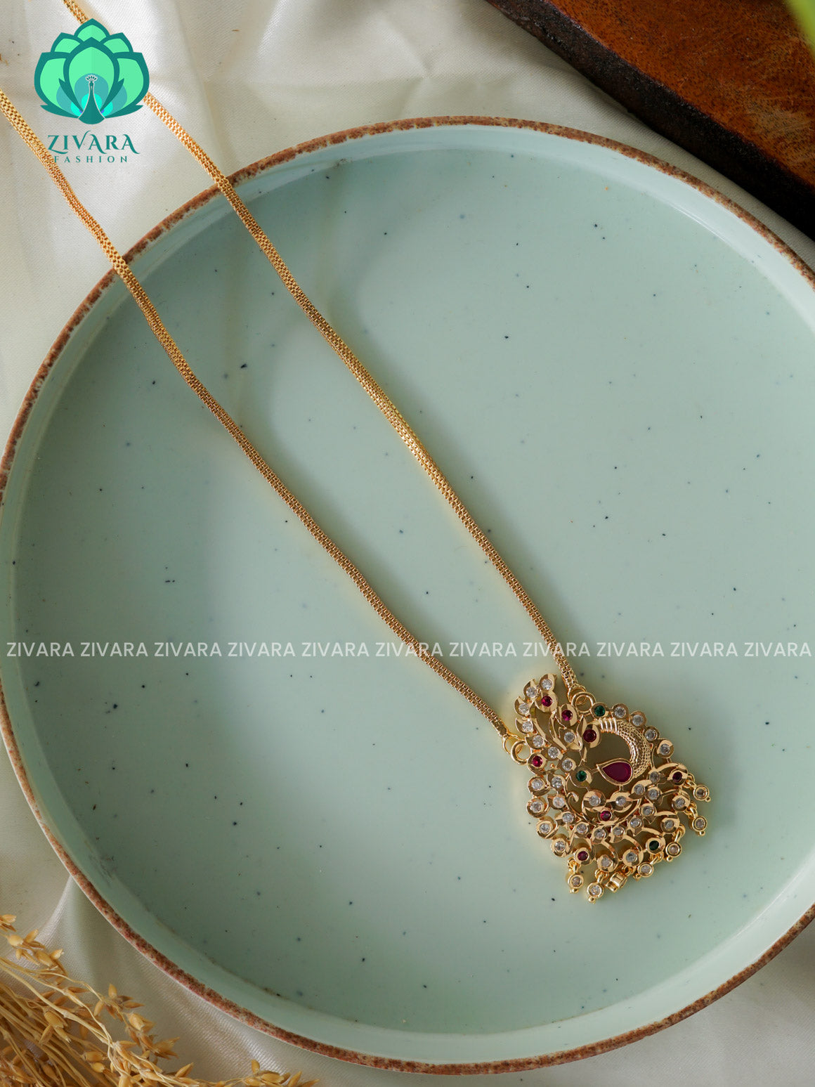24" MICROGOLD POLISH IMPON DOLLAR  with premium gold polish CHAIN -Traditional south indian premium neckwear without earrings- Zivara Fashion- latest jewellery design