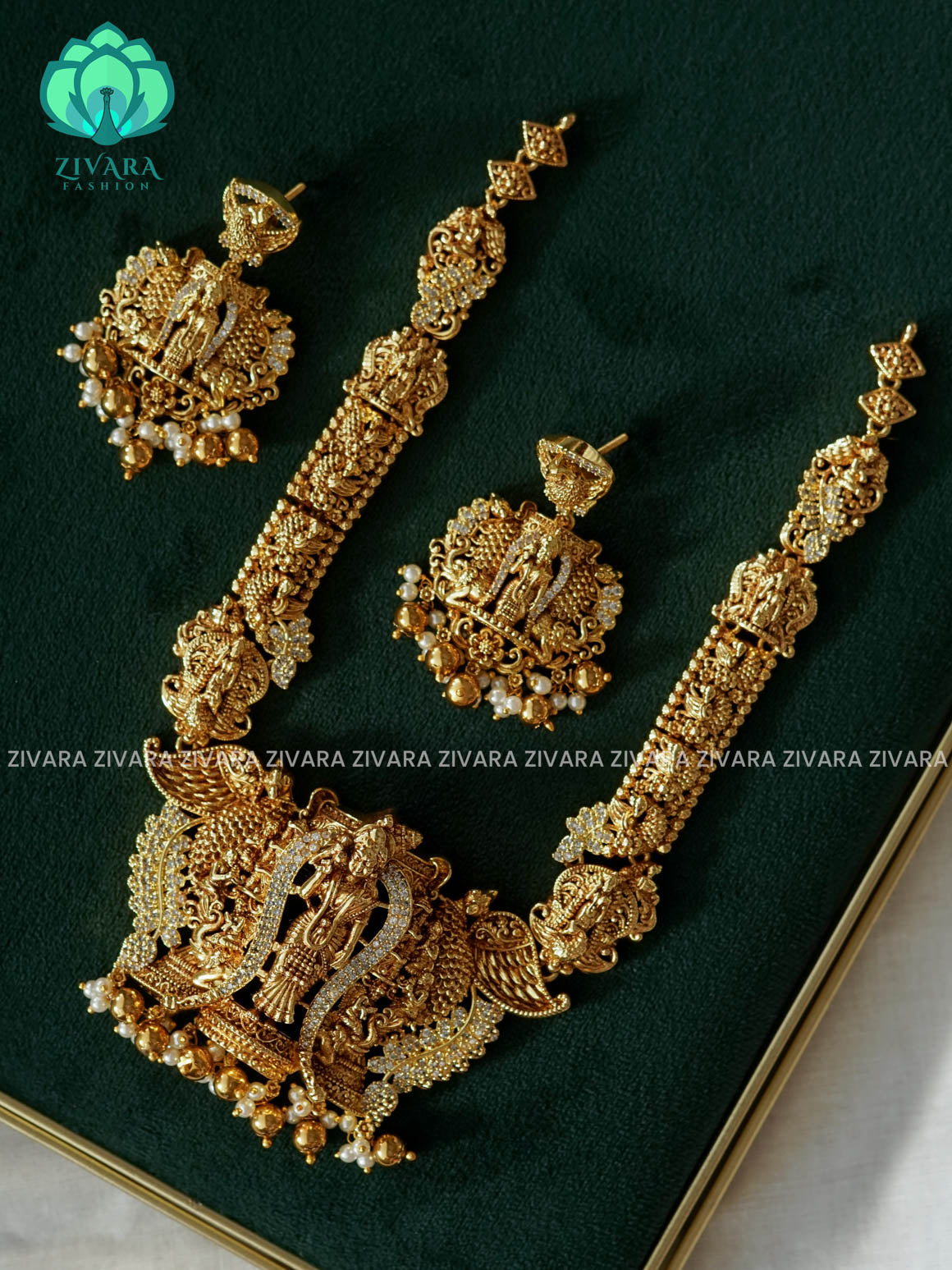 AKSHAYAM - TEMPLE BRIDAL NECKWEAR  - Traditional south indian premium neckwear with earrings- Zivara Fashion- latest jewellery design