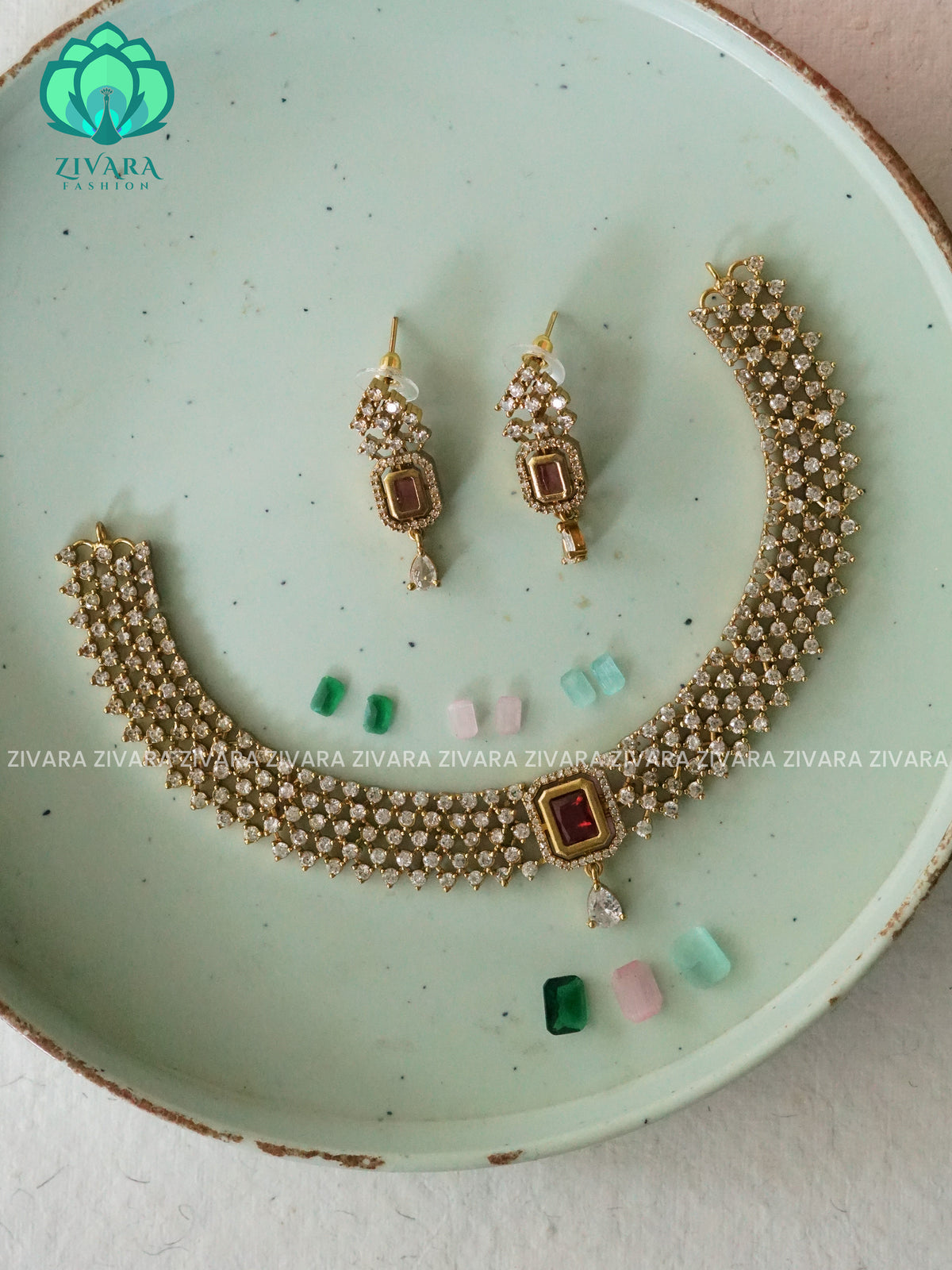 Interchangable hotselling NECKWEAR with earrings - latest pocket friendly south indian jewellery collection