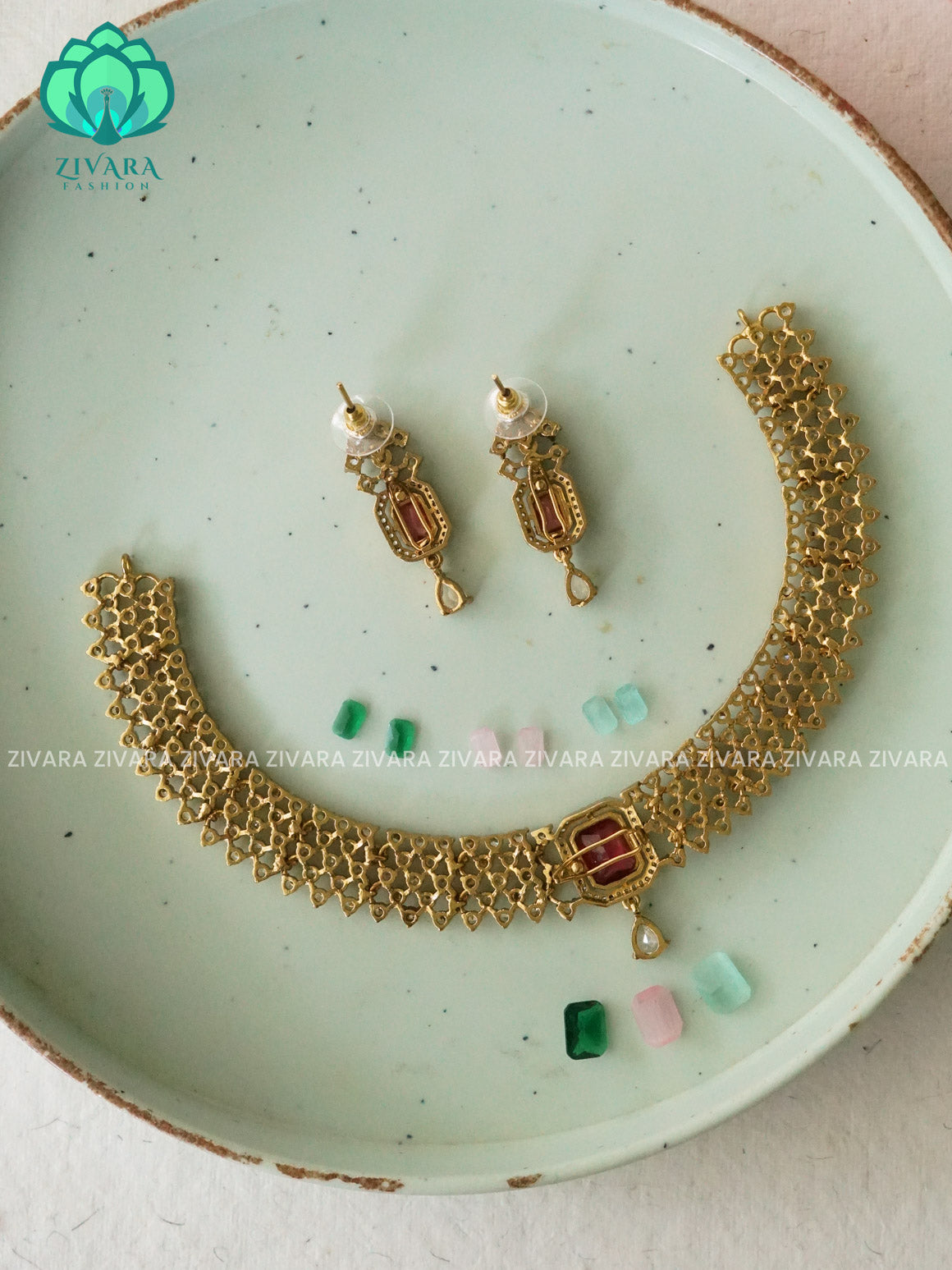 Interchangable hotselling NECKWEAR with earrings - latest pocket friendly south indian jewellery collection