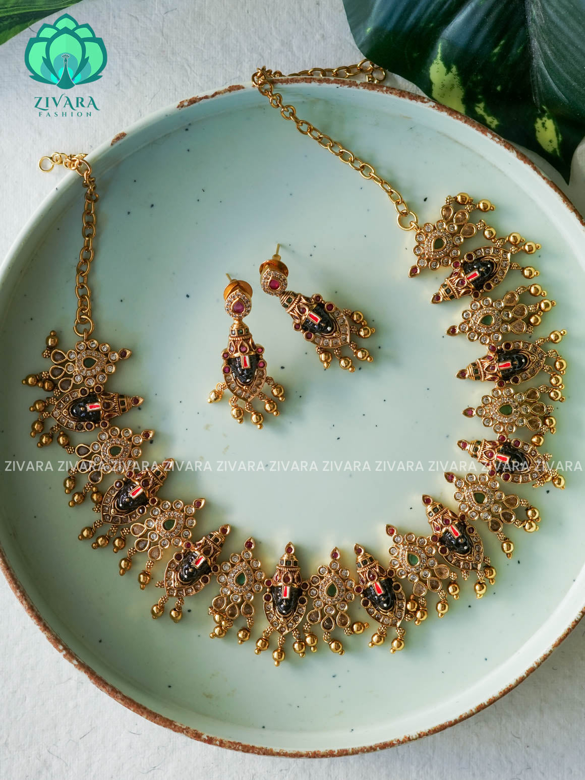 Tirumal GRAND TEMPLE NECKLACE WITH PREMIUM FINISH MOTIFS- ZIVARA FASHION