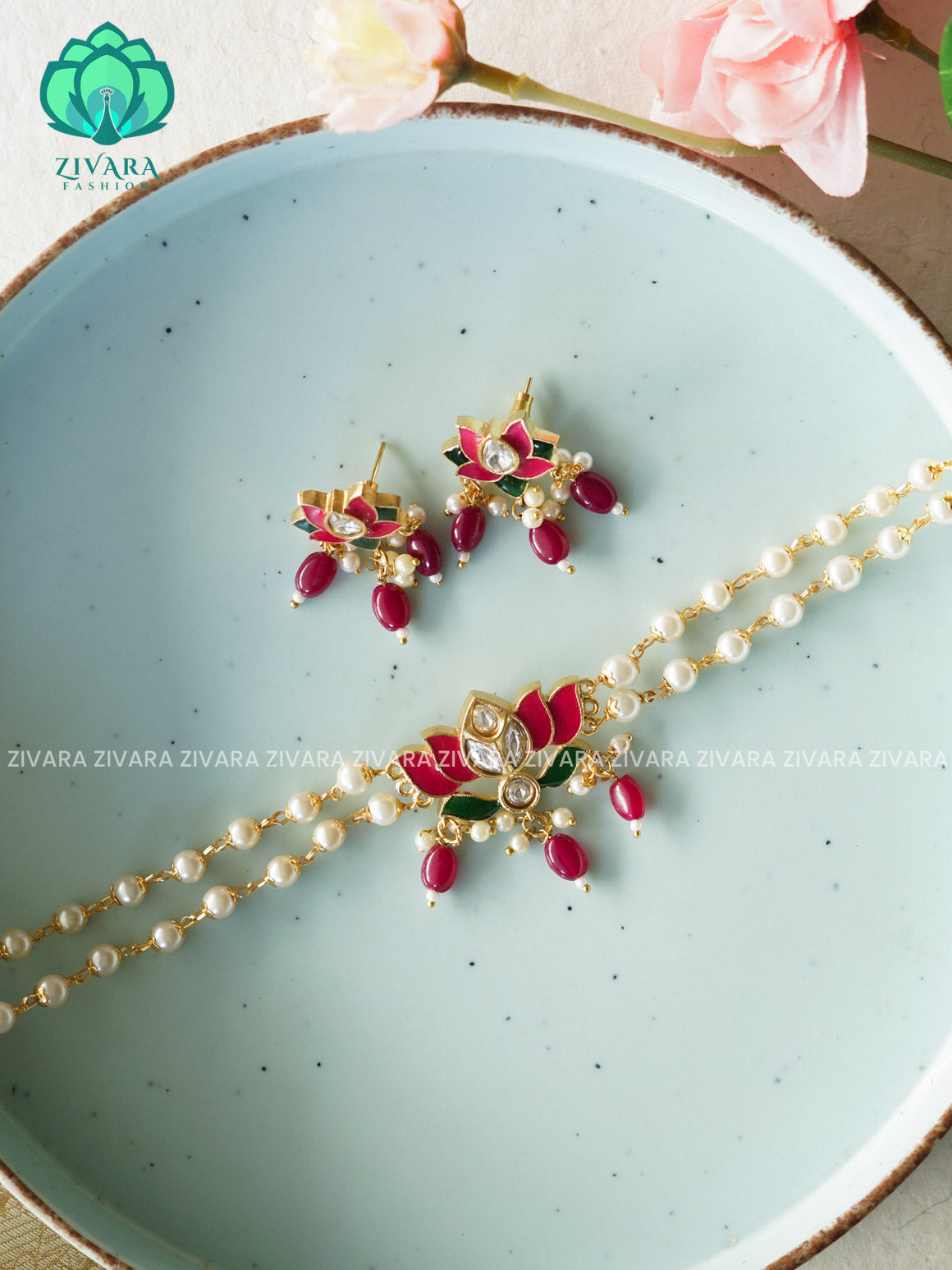 Lotus choker 2 line HANDMADE COLLECTION WITH EARRINGS- LATEST JEWELLERY COLLECTION (Copy)