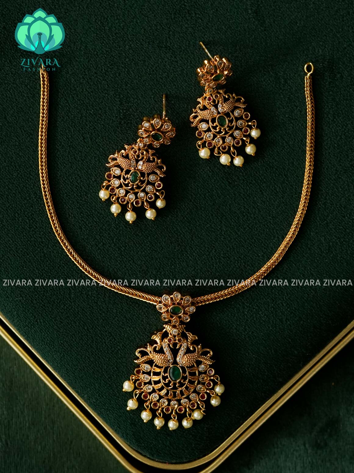 PEACOCK FLEXIBLE CHAIN  - Traditional south indian premium neckwear - Zivara Fashion- latest jewellery design.