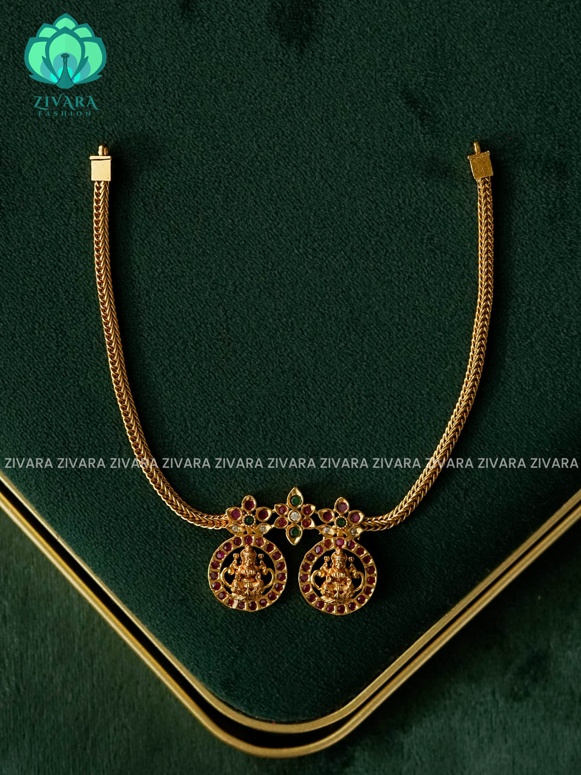 LAKSHMI PENDANT FLEXIBLE CHAIN  - Traditional south indian premium neckwear - Zivara Fashion- latest jewellery design