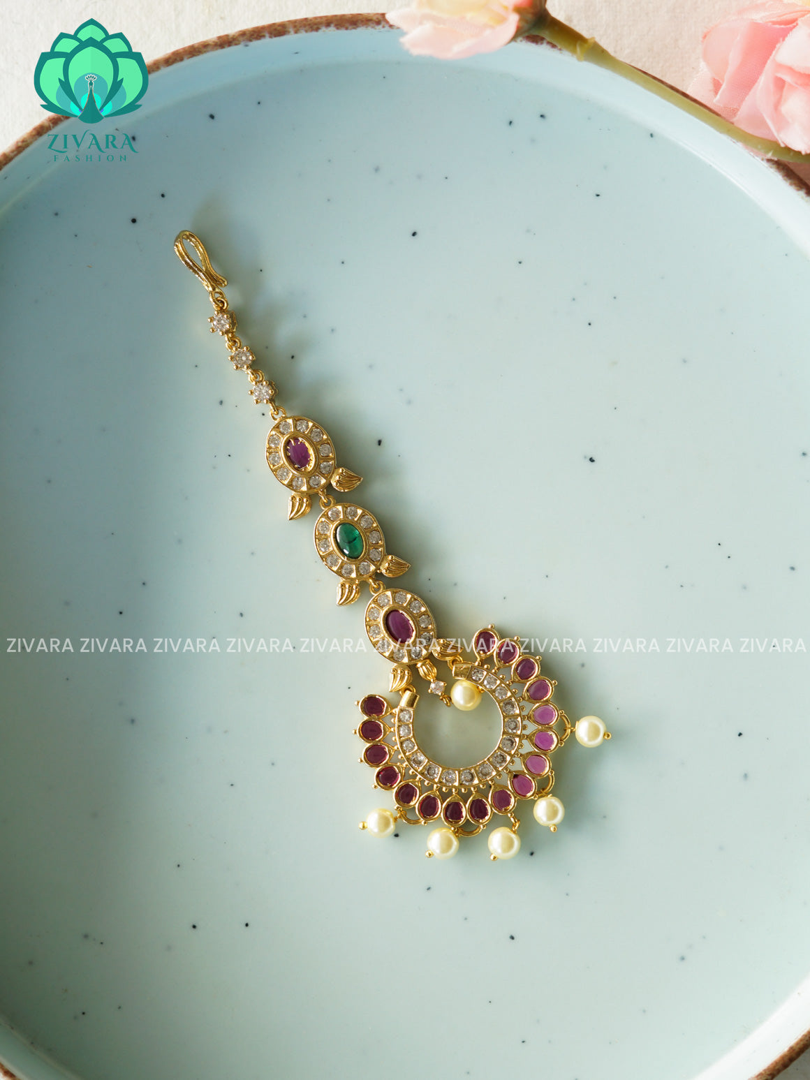 Real kemp- Bridal maang tikka, chutti- bridal head accessory- latest bridal collection - Zivara fashion