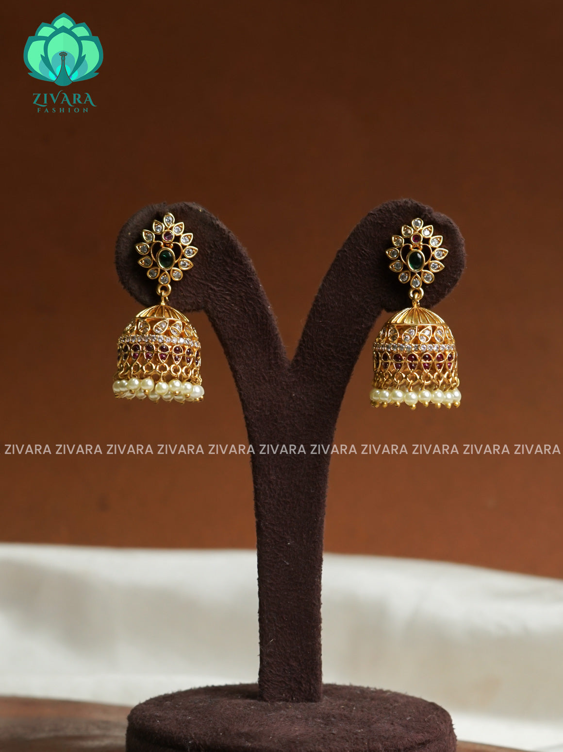 Motif free- TRADITIONAL PREMIUM MATTE  polish JHUMKA- latest jewellery collection- zivara fashion