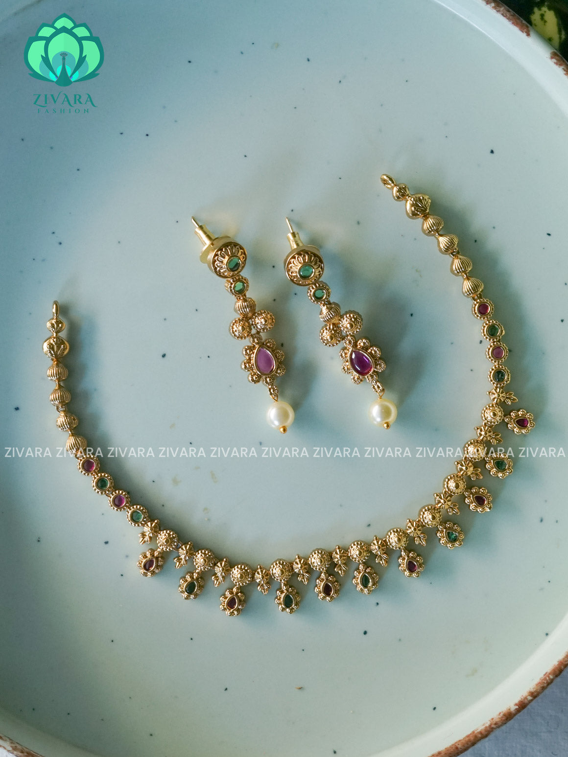 SIMPLE KIDS FRIENDLY  - stylish and minimal elegant neckwear with earrings- Zivara Fashion