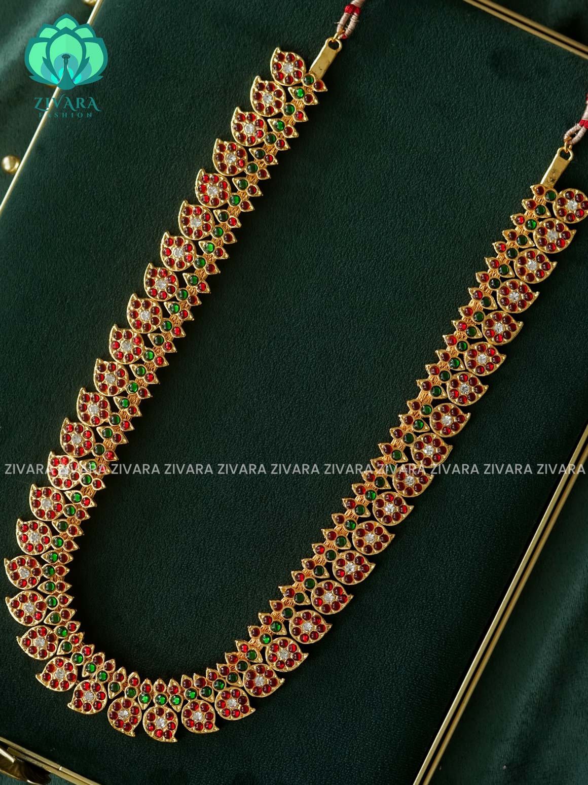 RED AND GREEN MANGA - VIJAYA - HANDMADE LONG NECKWEAR- latest kemp dance jewellery collection